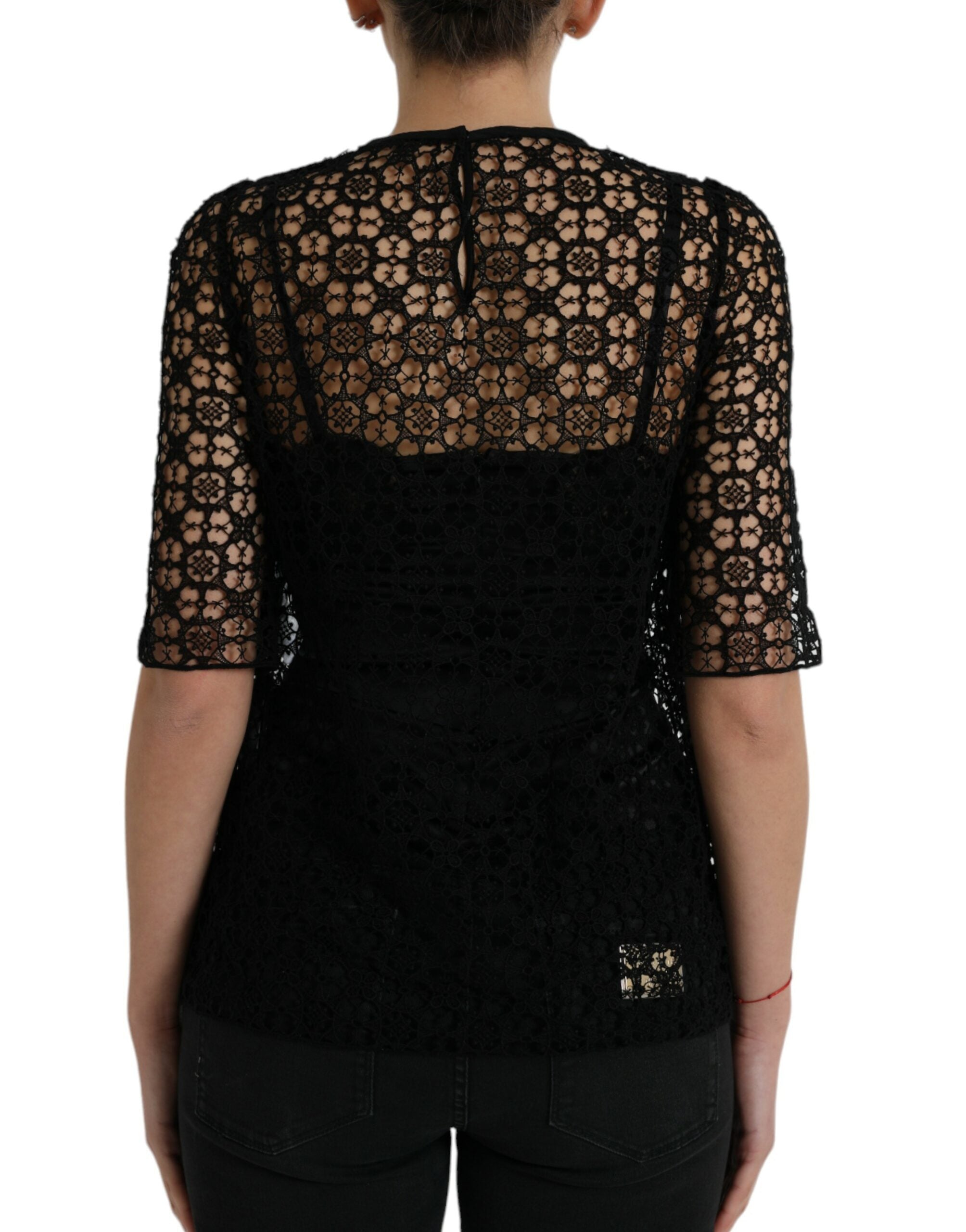 Dolce & Gabbana Elegant Floral Lace Blouse Women's Top
