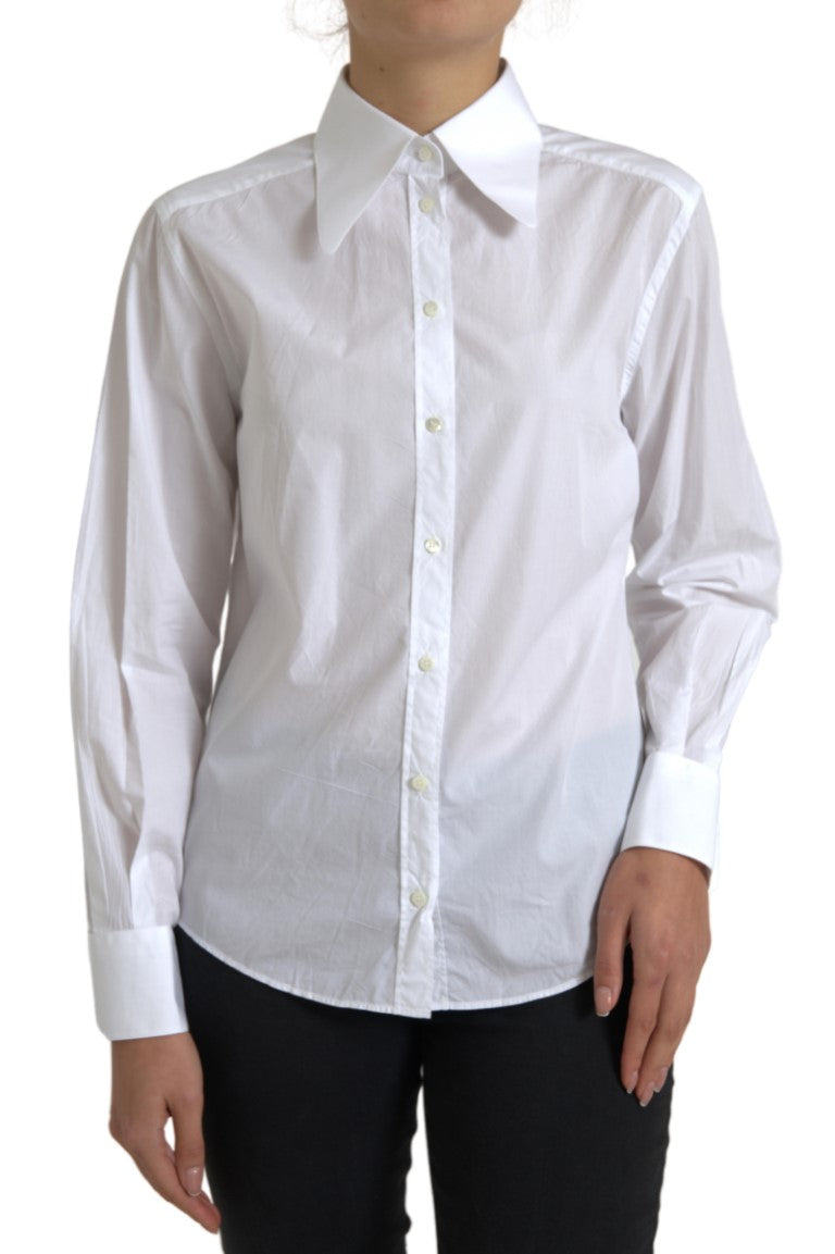 Dolce & Gabbana Elegant White Cotton Collared Women's Top