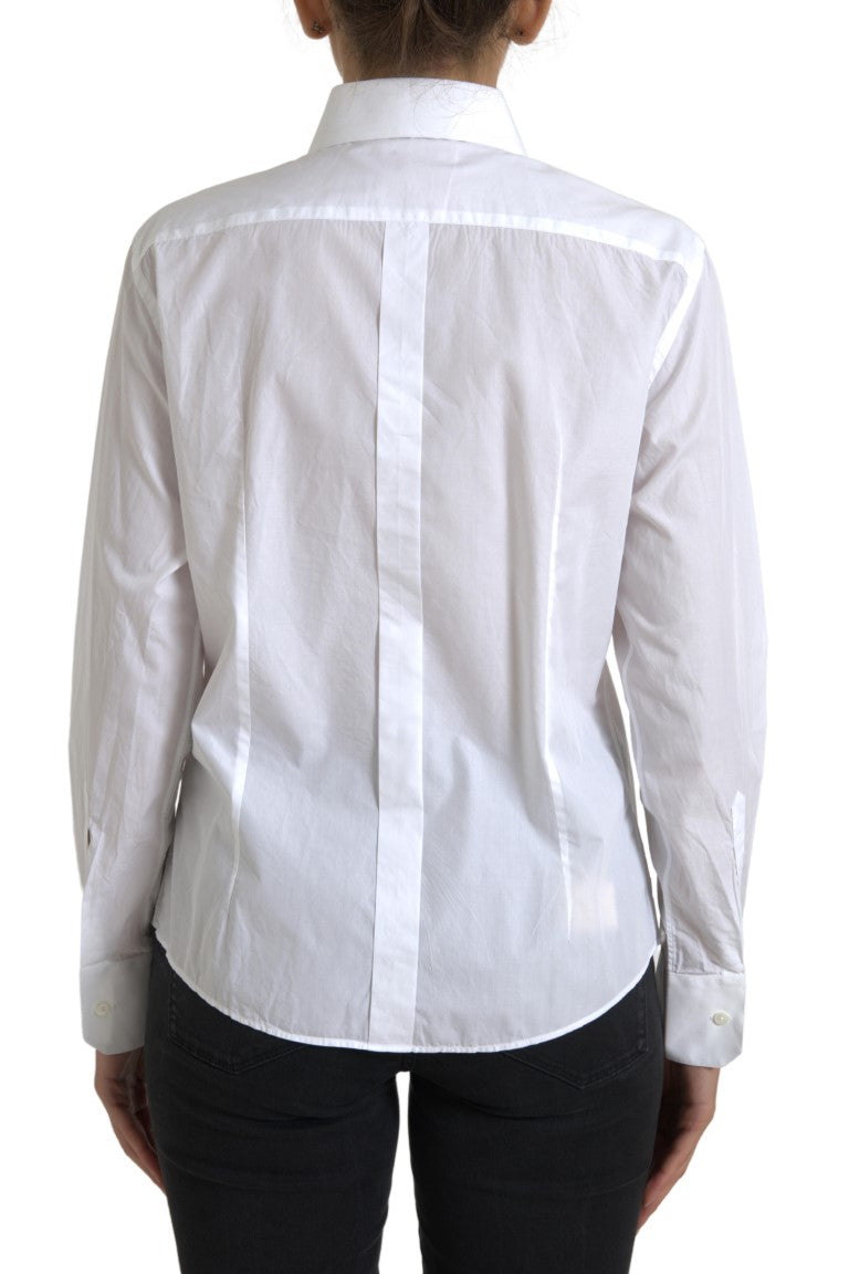 Dolce & Gabbana Elegant White Cotton Collared Women's Top