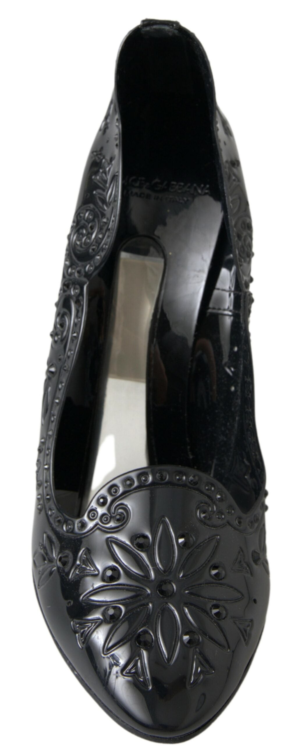 Dolce & Gabbana Elegant Black Crystal Cinderella Women's Pumps