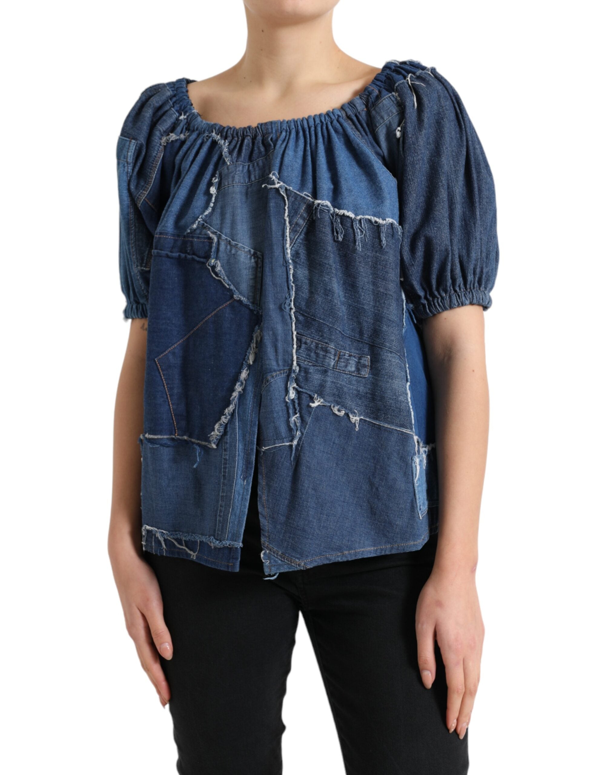 Dolce & Gabbana Elegant Cotton Denim Blouse Women's Top