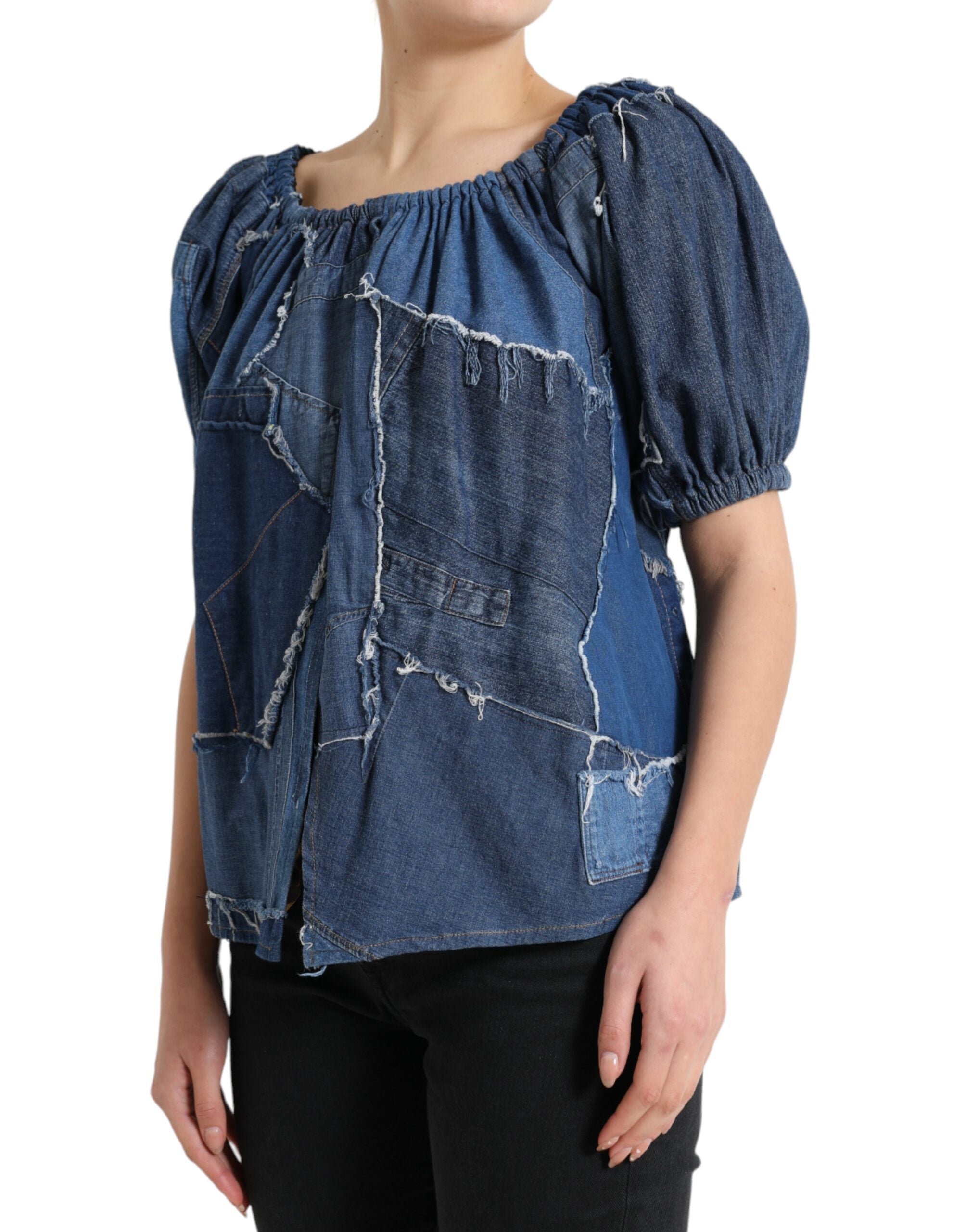Dolce & Gabbana Elegant Cotton Denim Blouse Women's Top