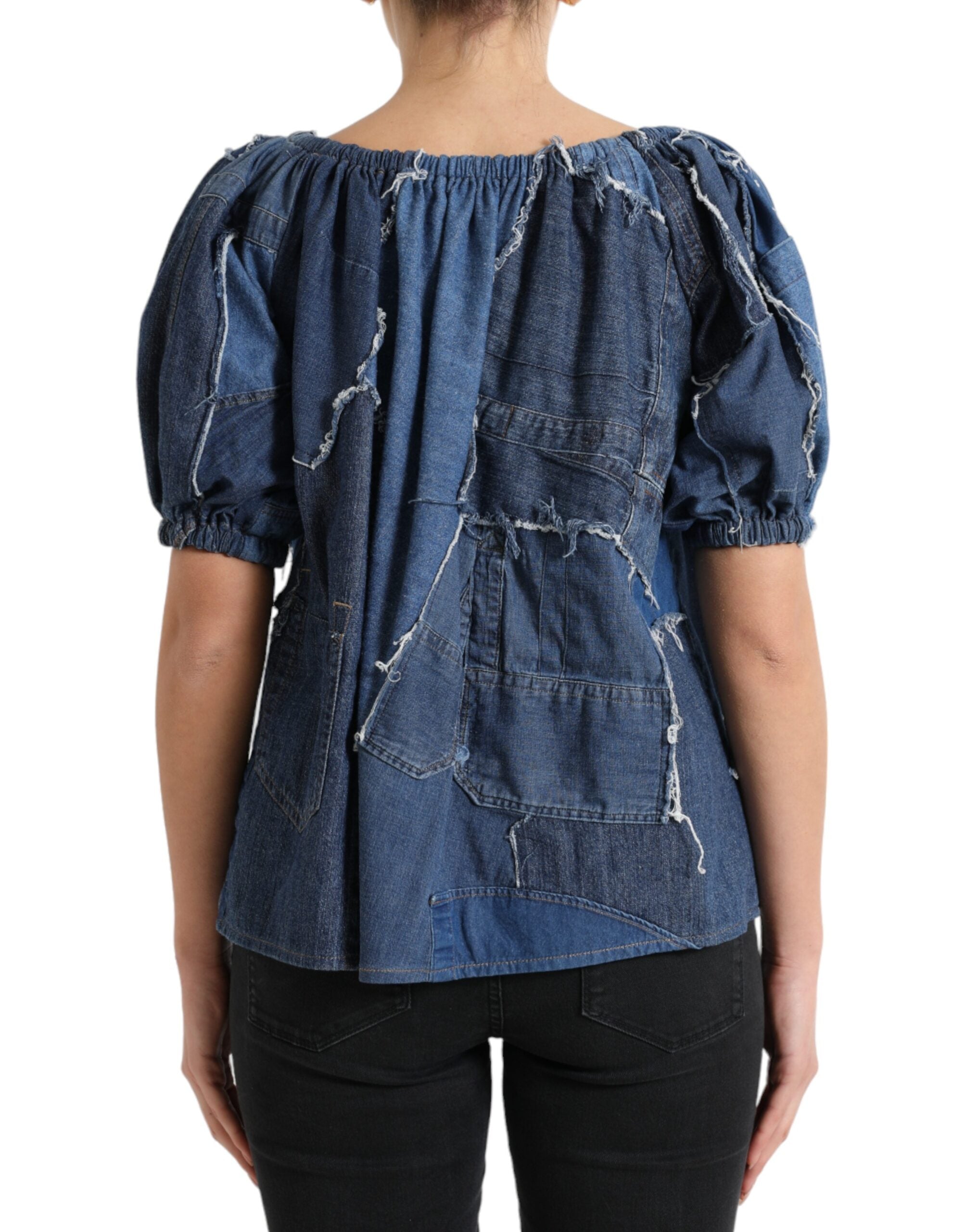 Dolce & Gabbana Elegant Cotton Denim Blouse Women's Top