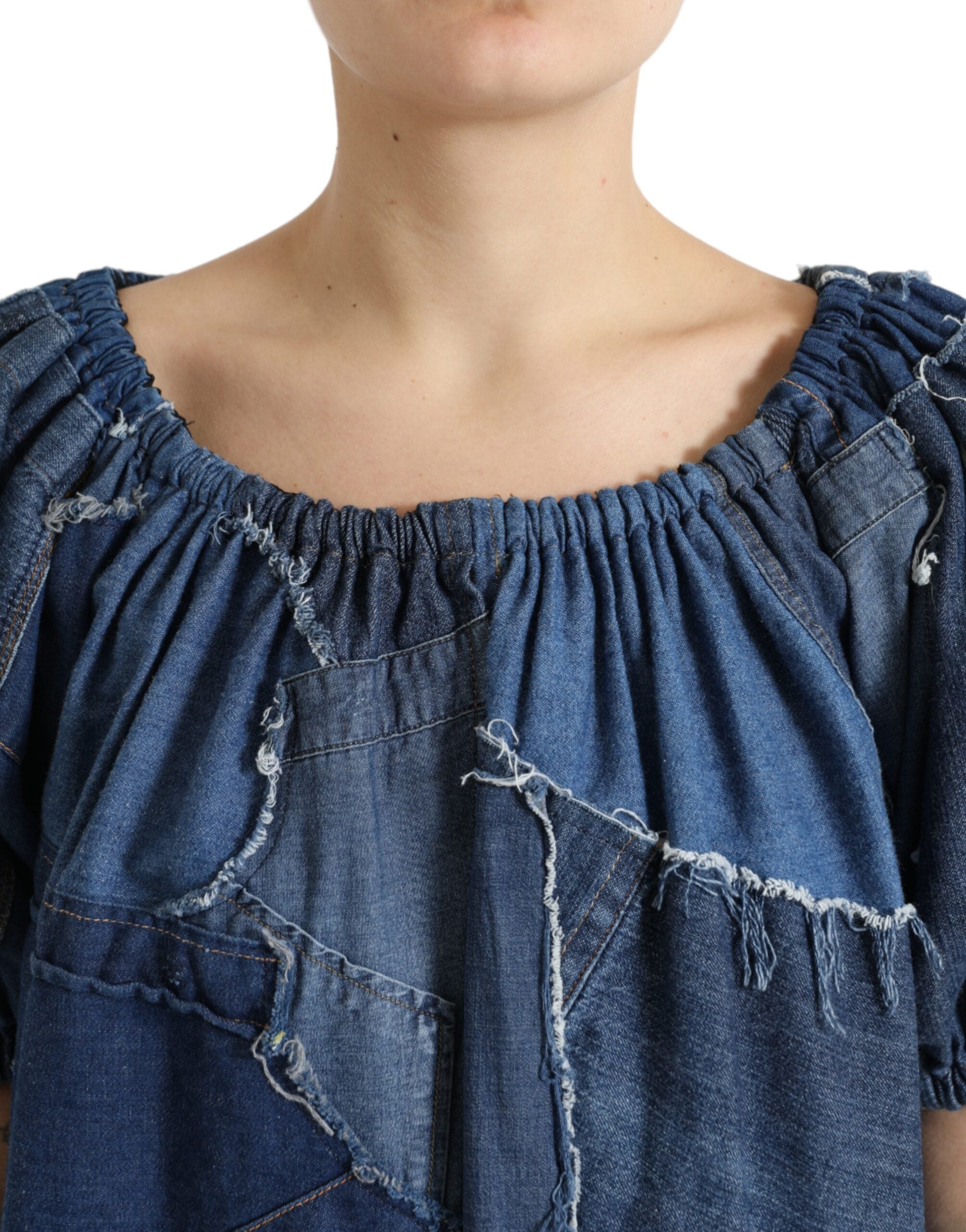 Dolce & Gabbana Elegant Cotton Denim Blouse Women's Top