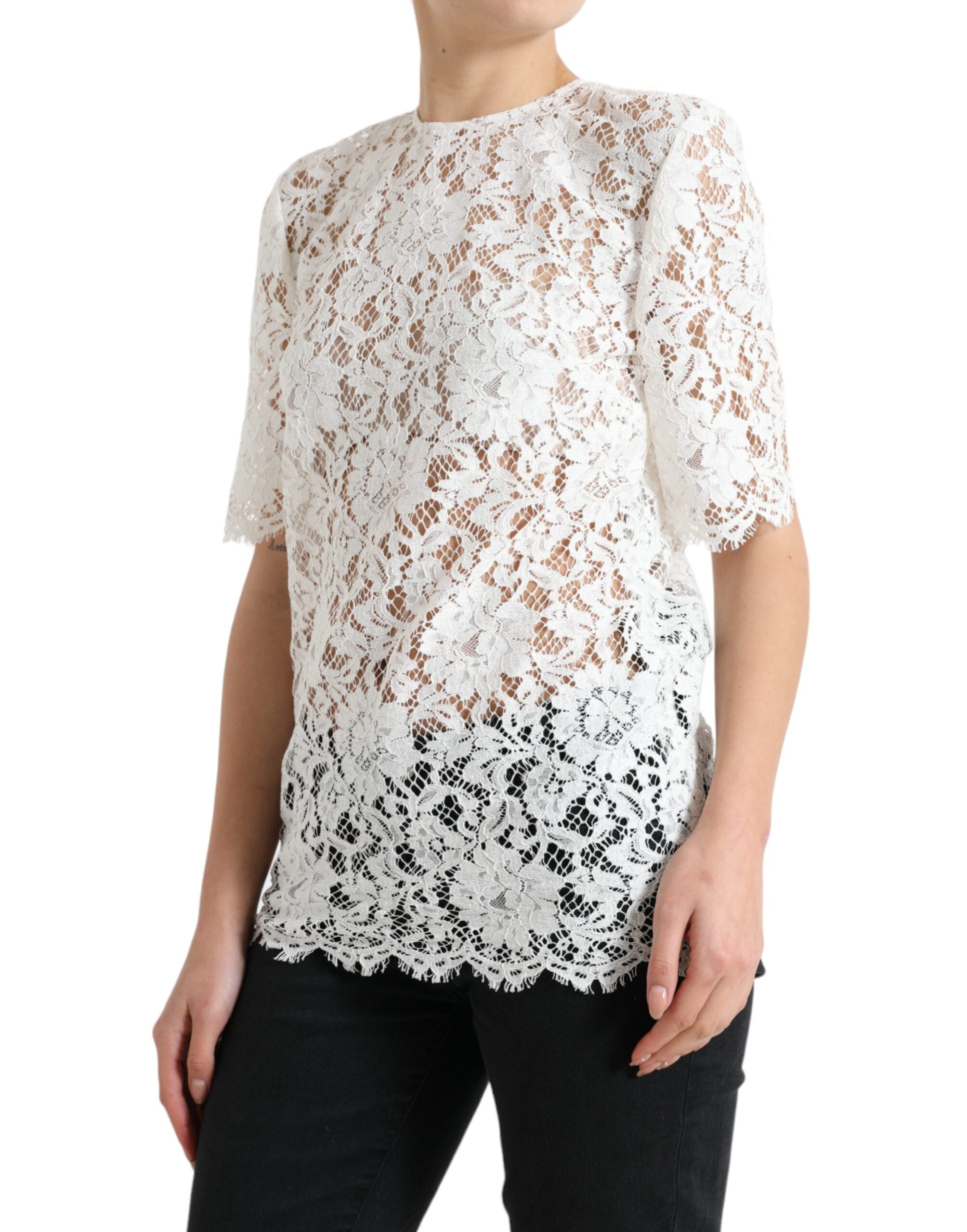 Dolce & Gabbana Elegant White Lace Women's Blouse