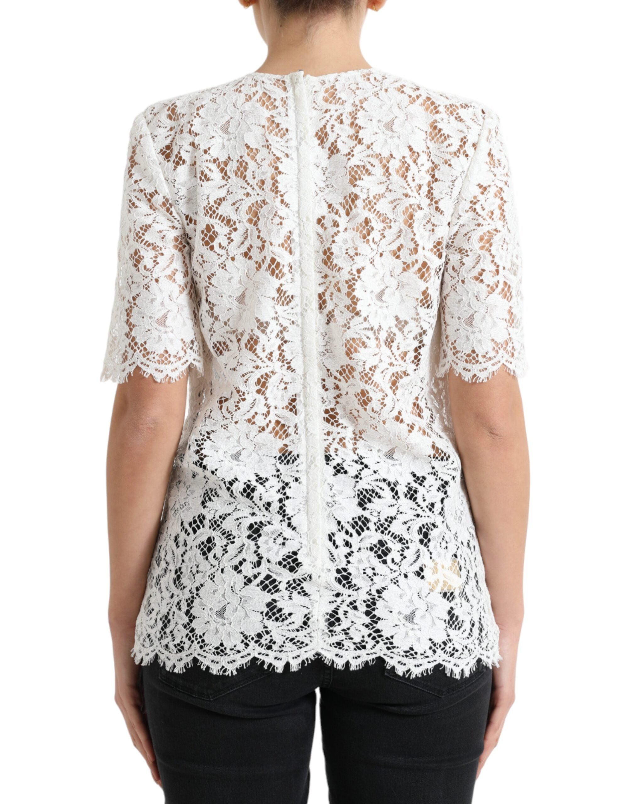 Dolce & Gabbana Elegant White Lace Women's Blouse