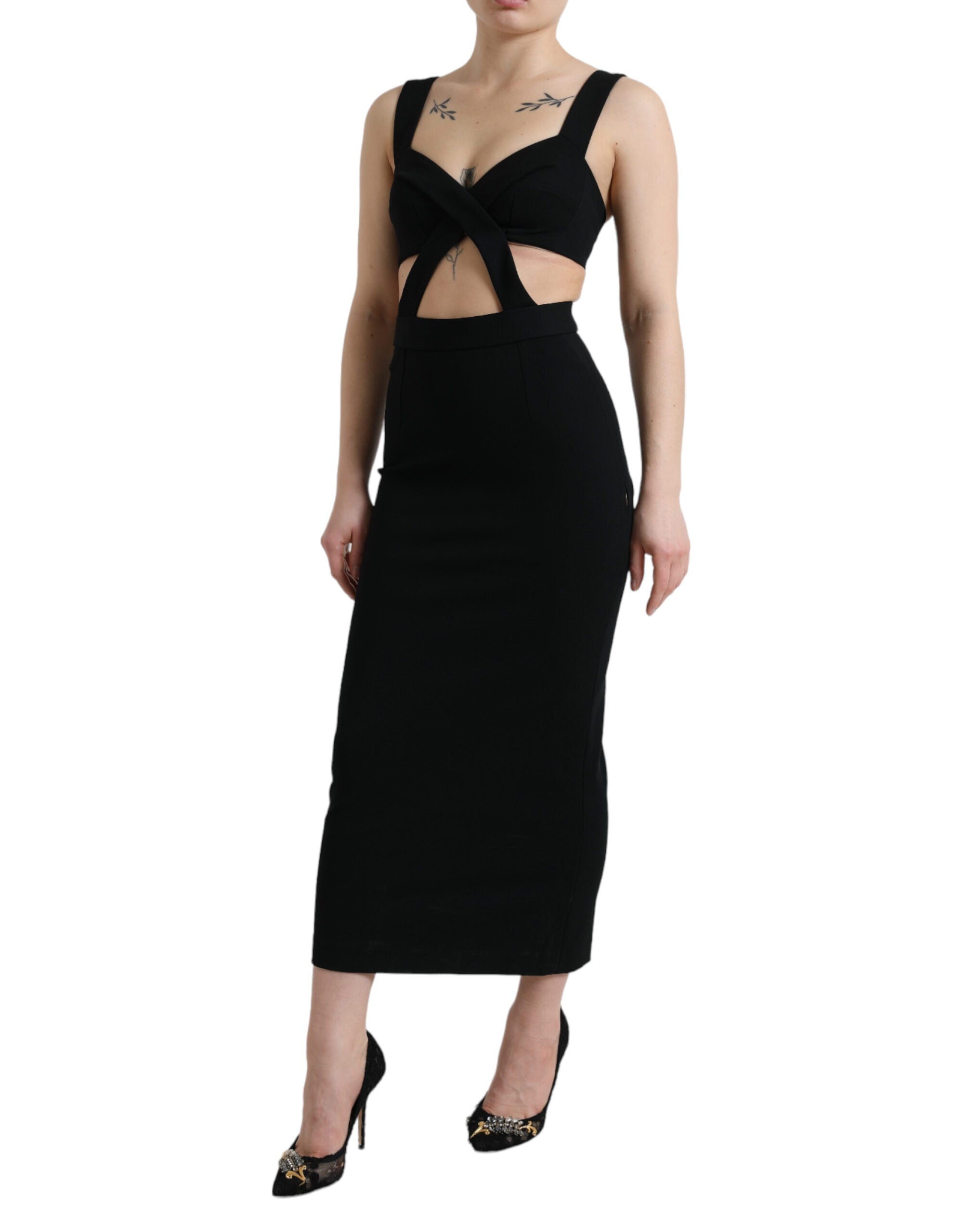 Dolce & Gabbana Glamorous Black Bodycon Midi Women's Dress