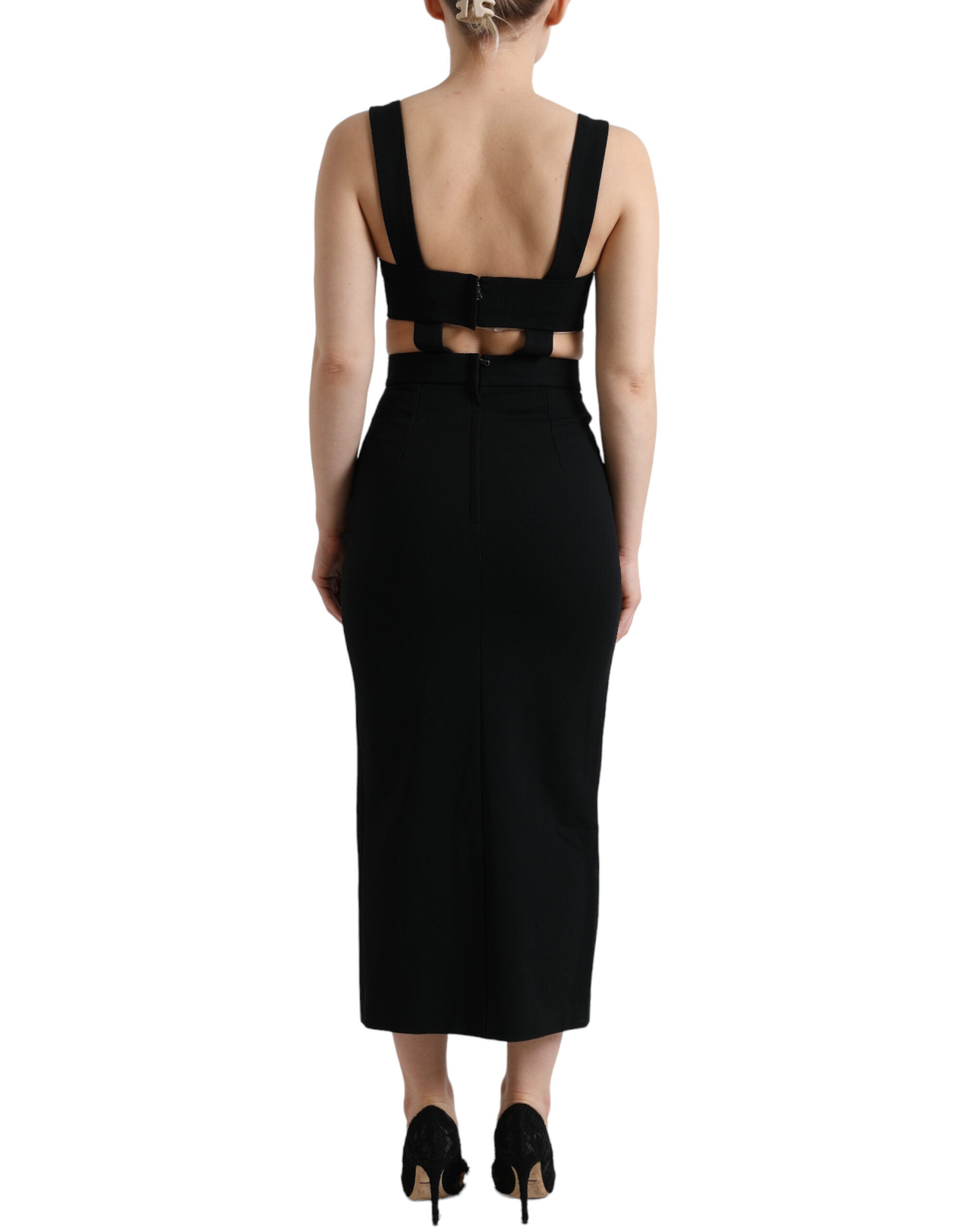 Dolce & Gabbana Glamorous Black Bodycon Midi Women's Dress