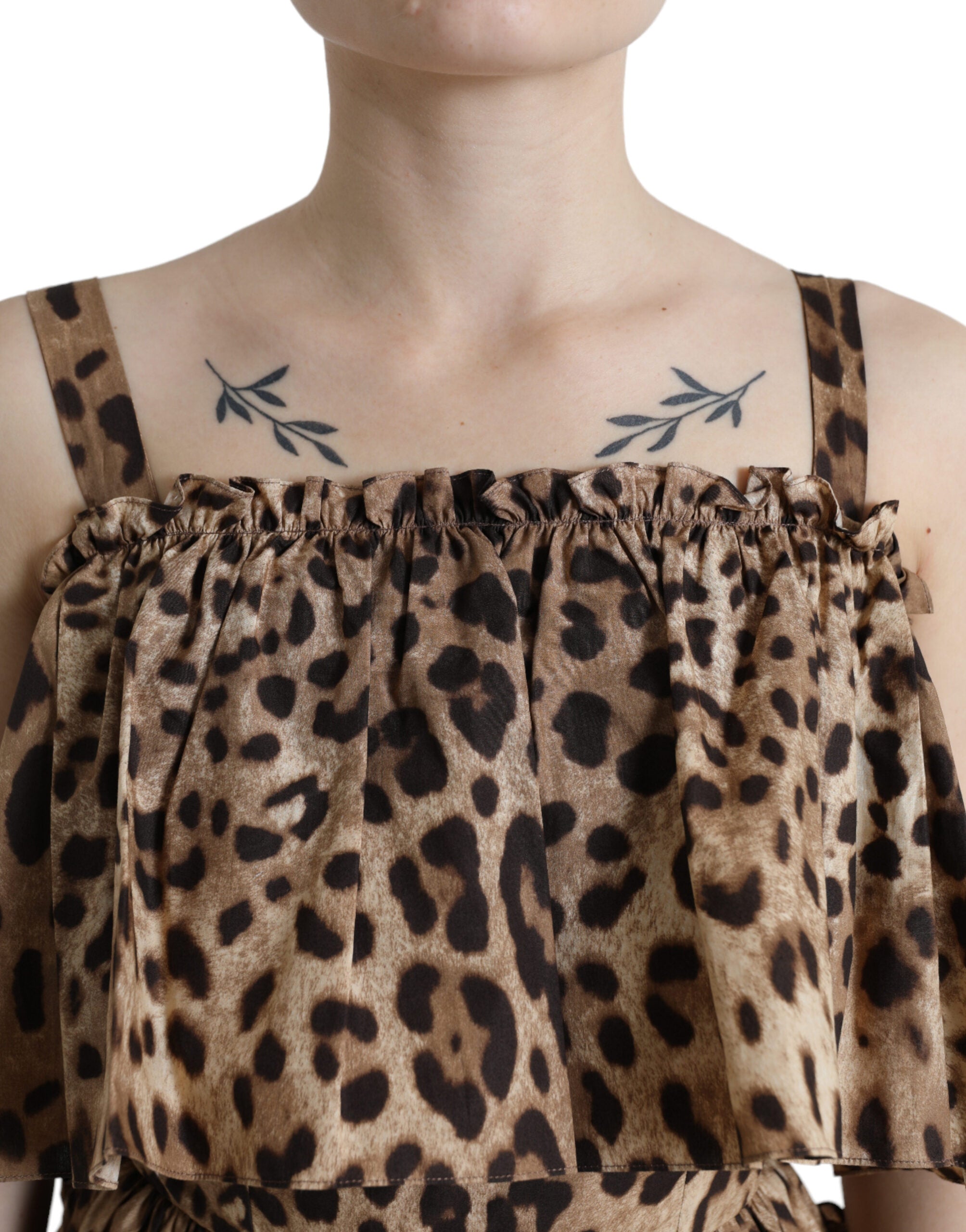 Dolce & Gabbana Leopard Print A-Line Cotton Women's Dress