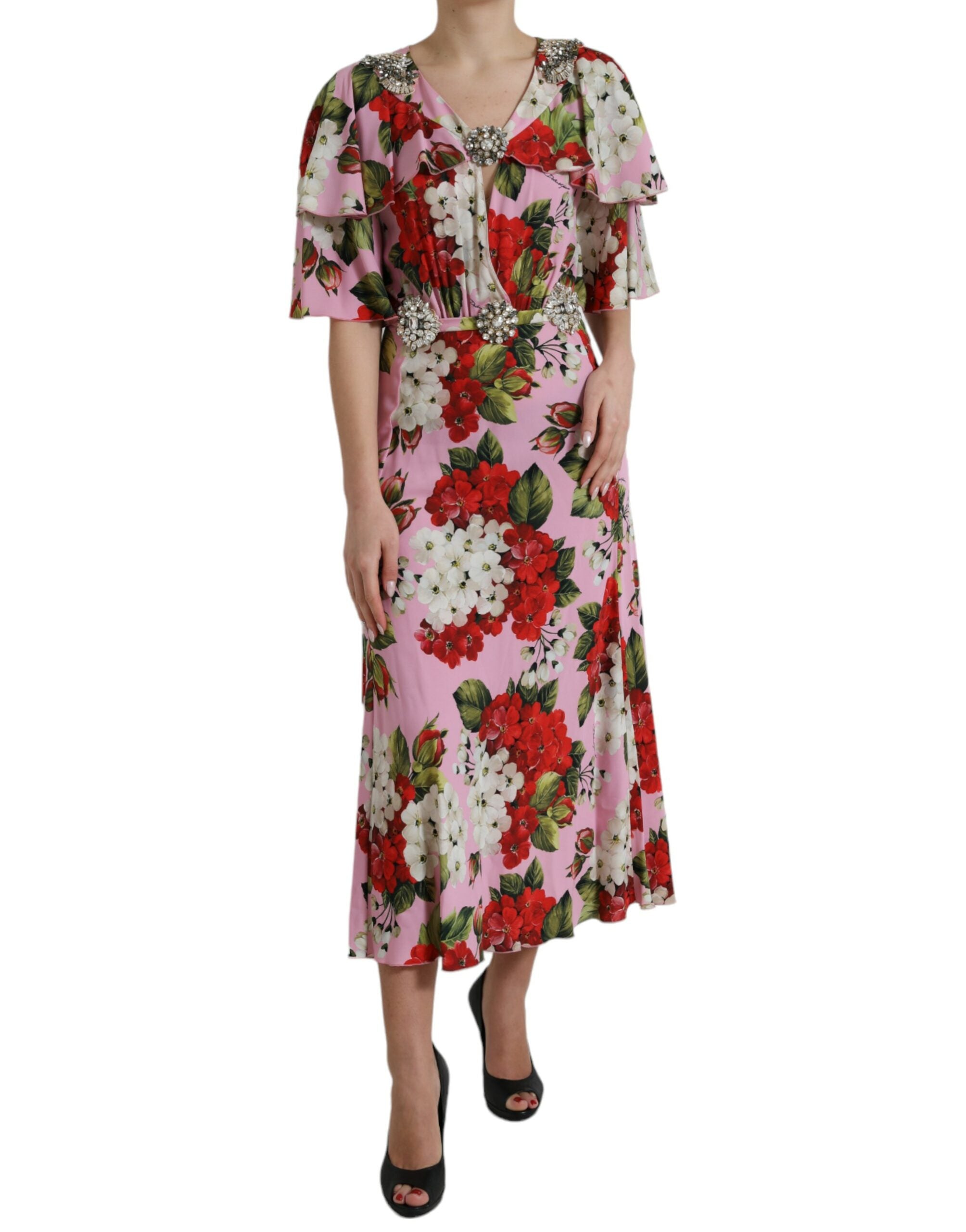 Dolce & Gabbana Elegant Crystal-Embellished Silk Women's Dress