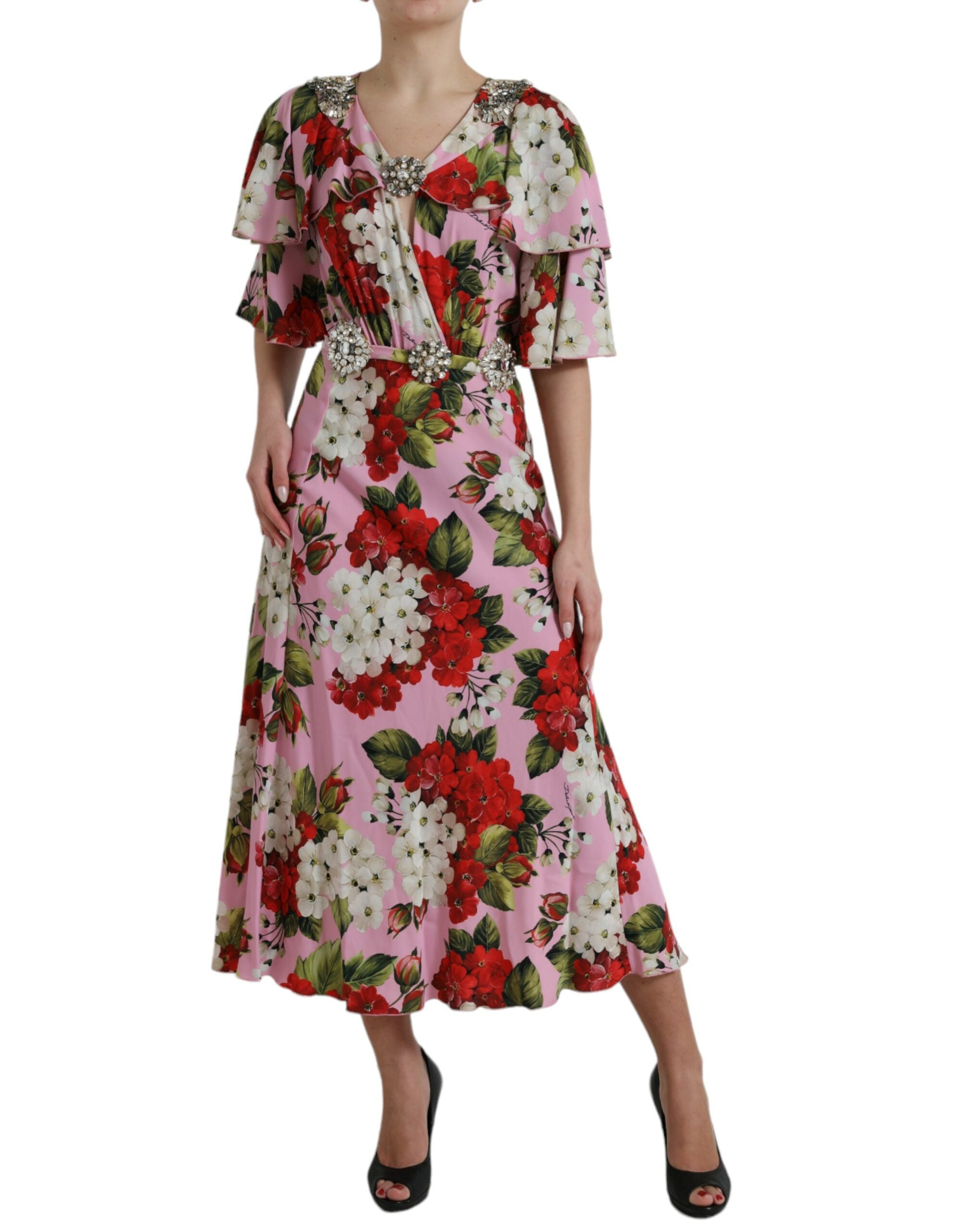 Dolce & Gabbana Elegant Crystal-Embellished Silk Women's Dress