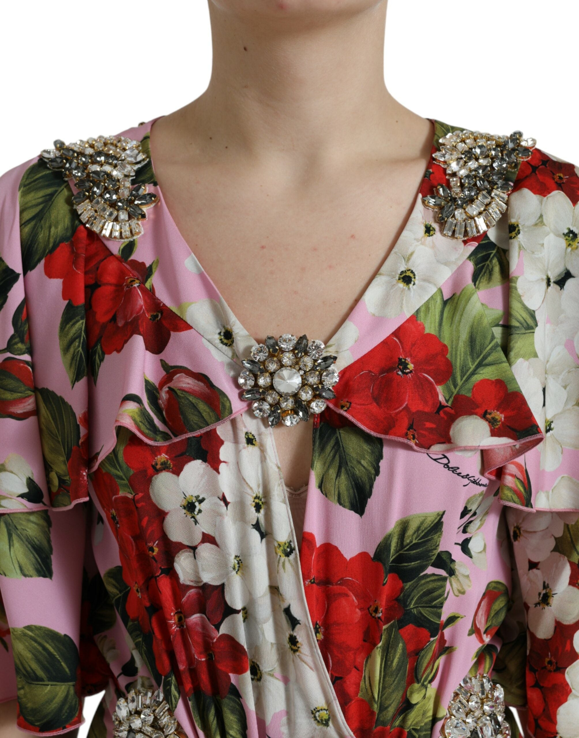 Dolce & Gabbana Elegant Crystal-Embellished Silk Women's Dress