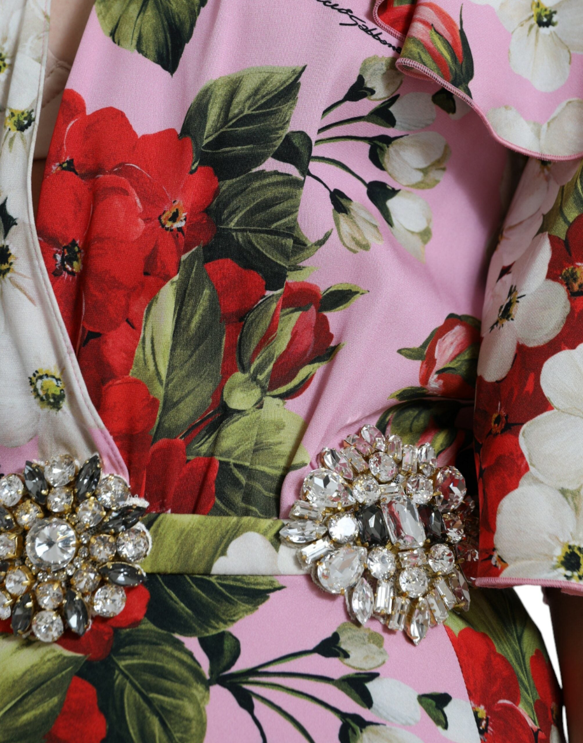 Dolce & Gabbana Elegant Crystal-Embellished Silk Women's Dress