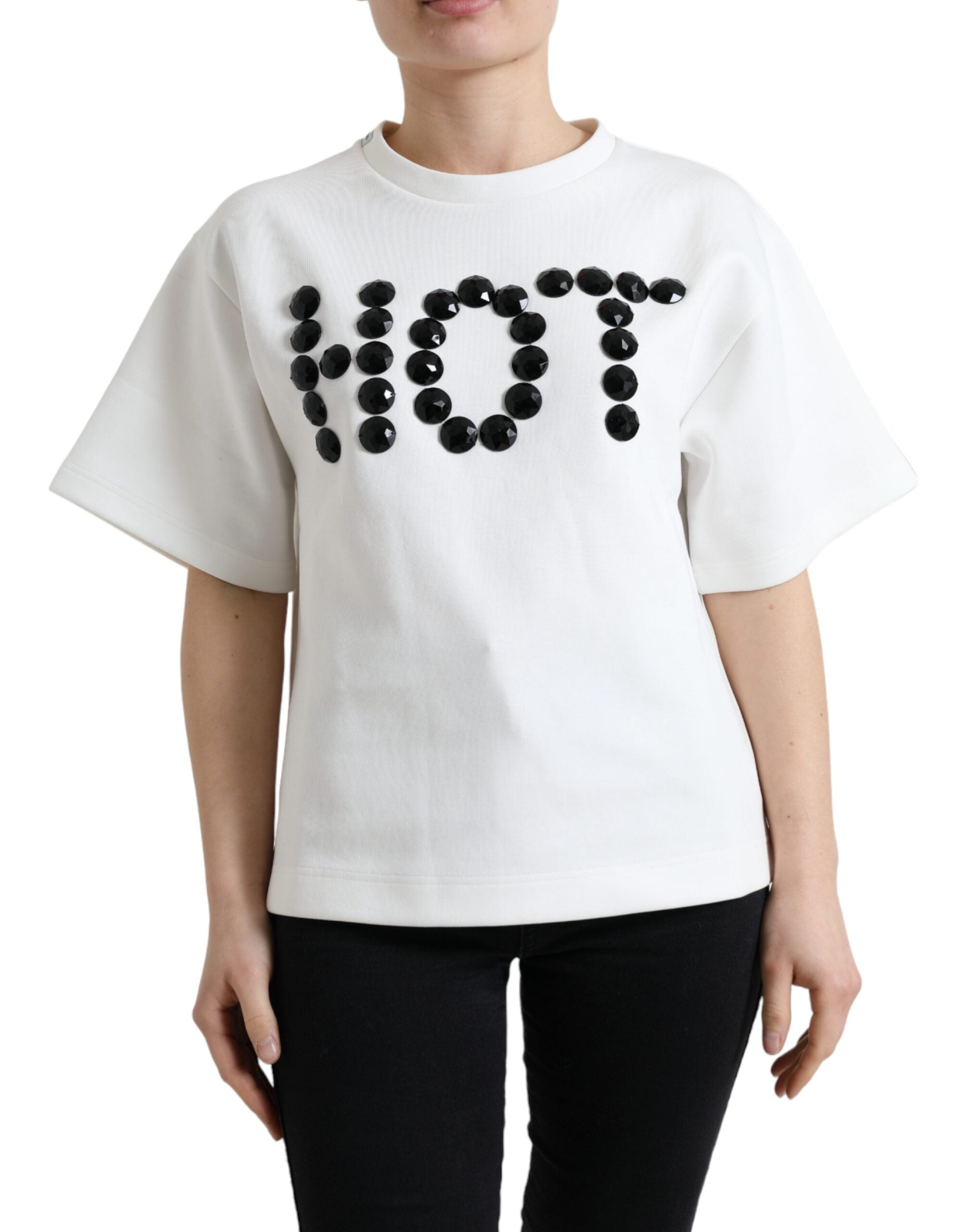 Dolce & Gabbana Embellished Crew Neck Fashion Women's Tee