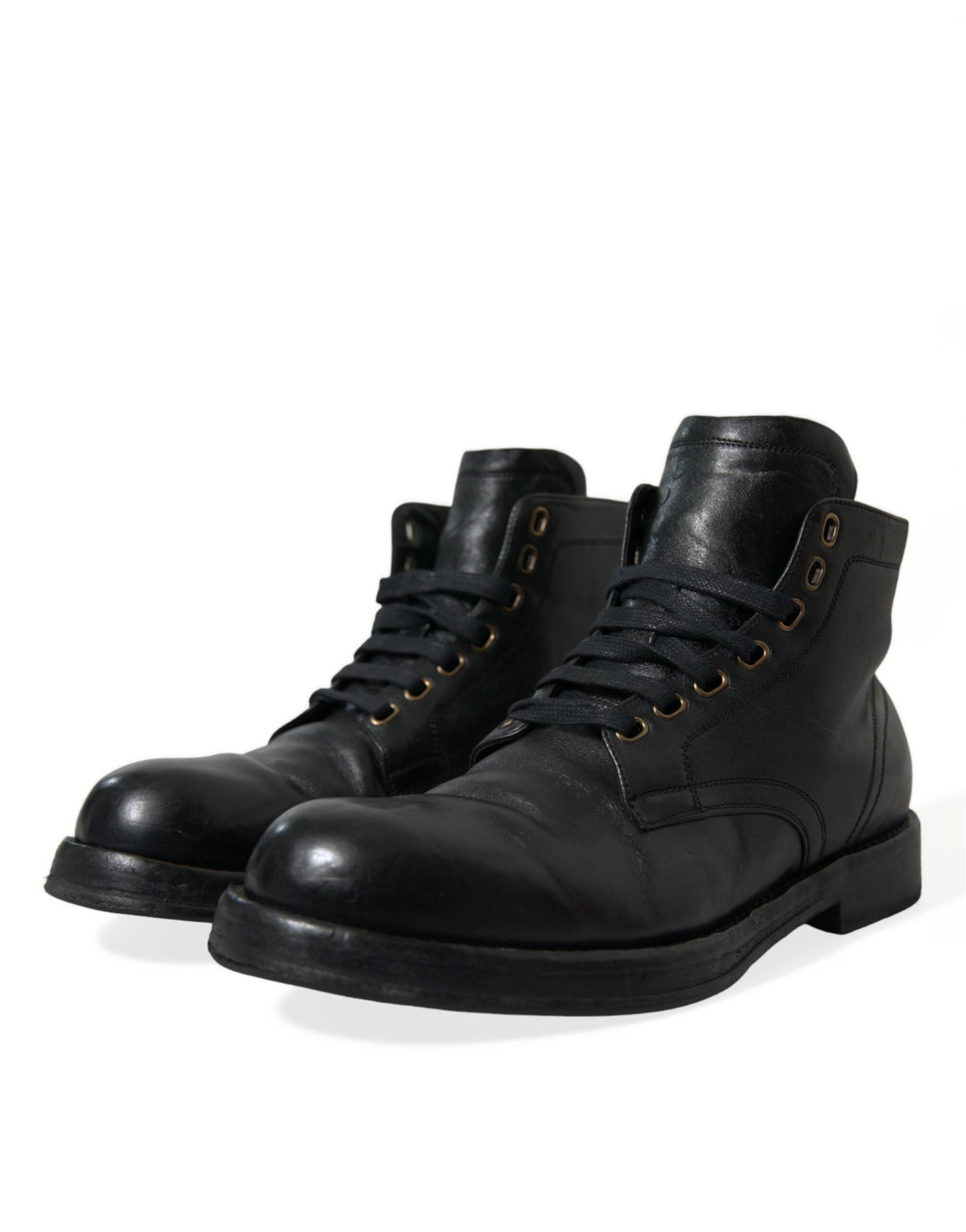 Dolce & Gabbana Elegant Black Horse Leather Ankle Men's Boots