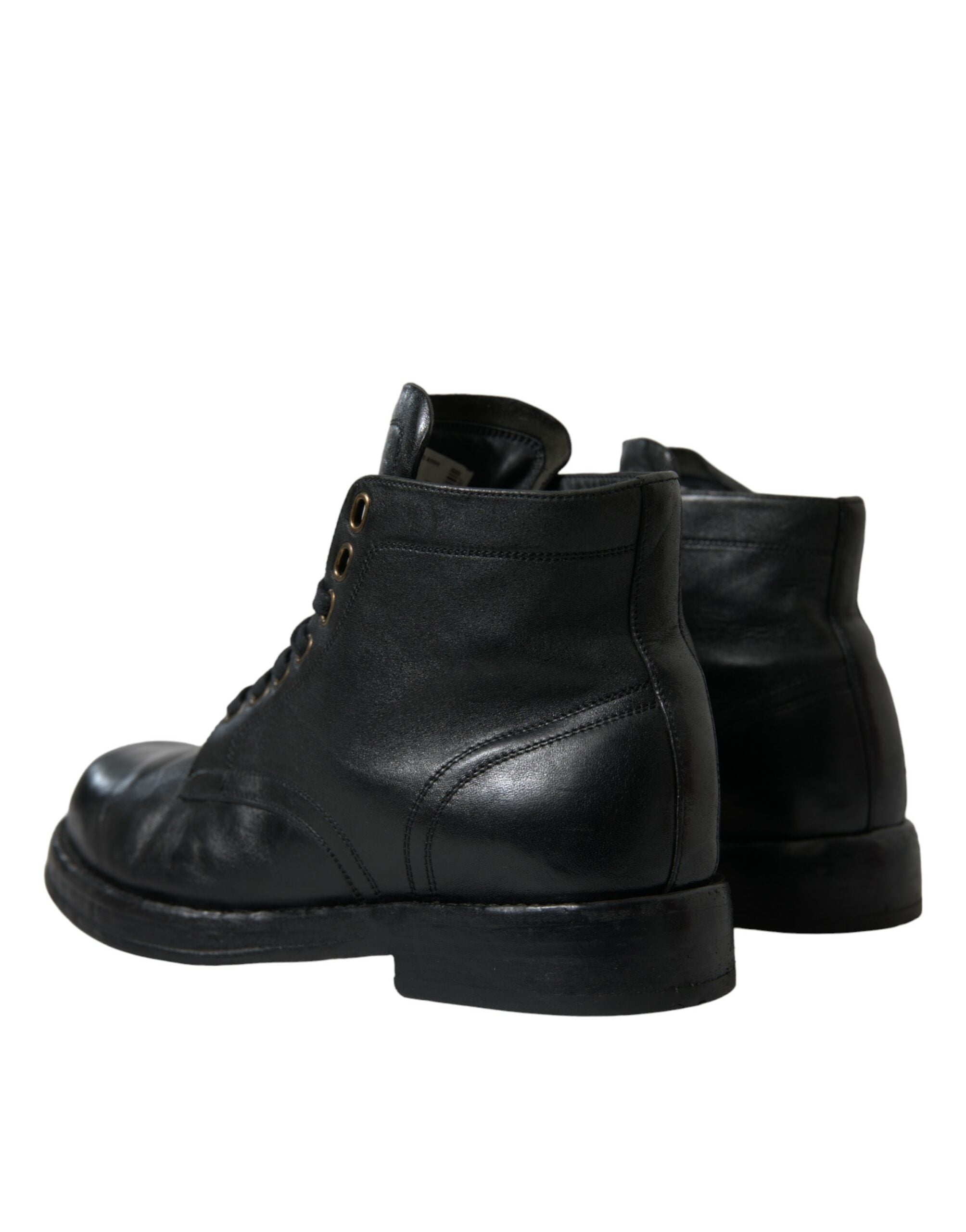 Dolce & Gabbana Elegant Black Horse Leather Ankle Men's Boots