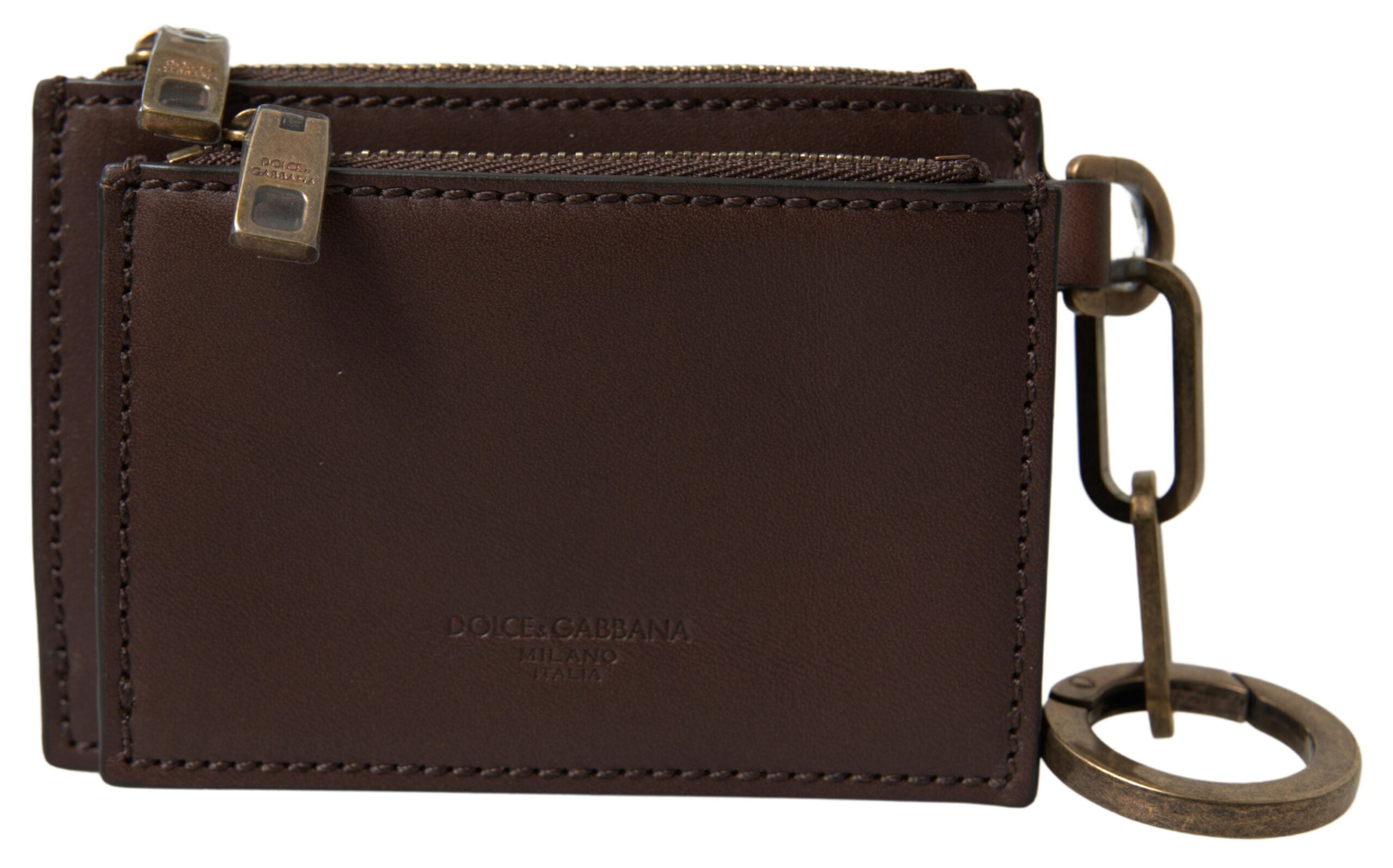Dolce & Gabbana Elegant Brown Leather Coin Purse Men's Wallet