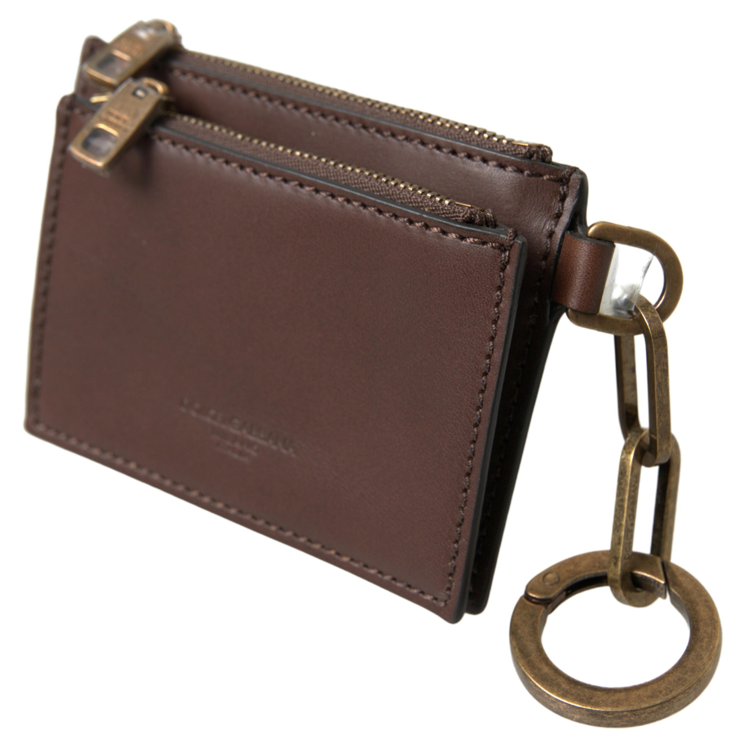 Dolce & Gabbana Elegant Brown Leather Coin Purse Men's Wallet