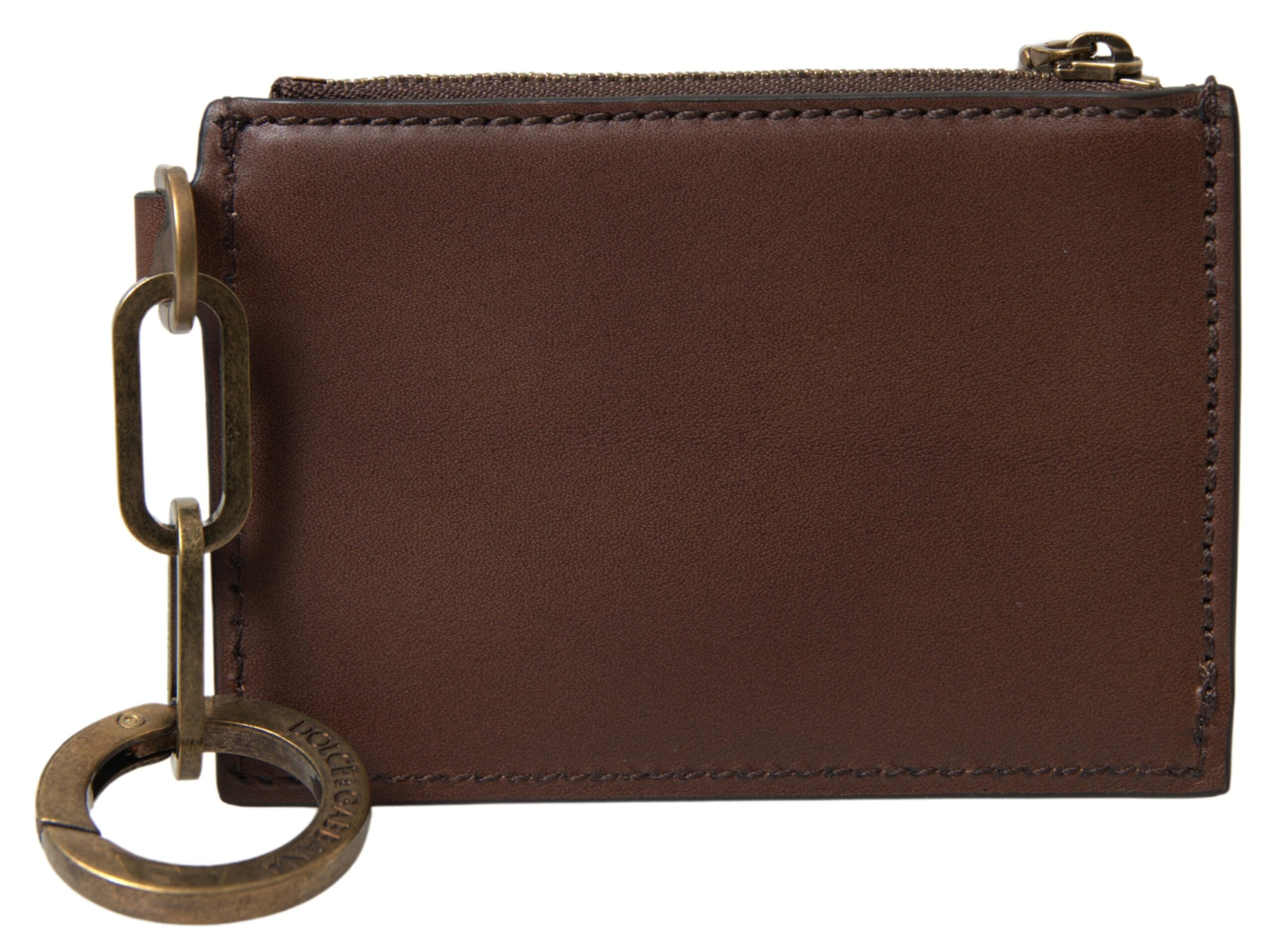 Dolce & Gabbana Elegant Brown Leather Coin Purse Men's Wallet
