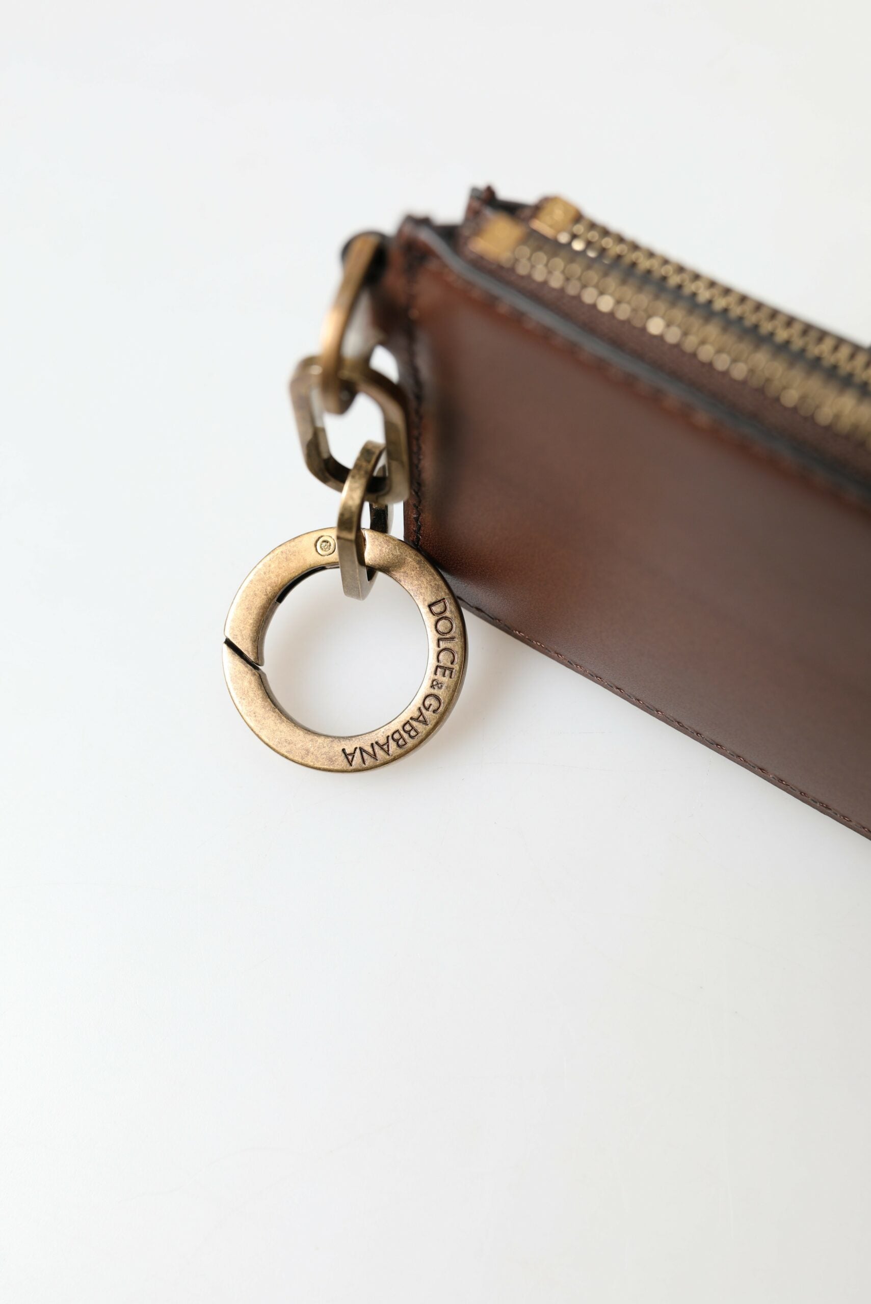 Dolce & Gabbana Elegant Brown Leather Coin Purse Men's Wallet
