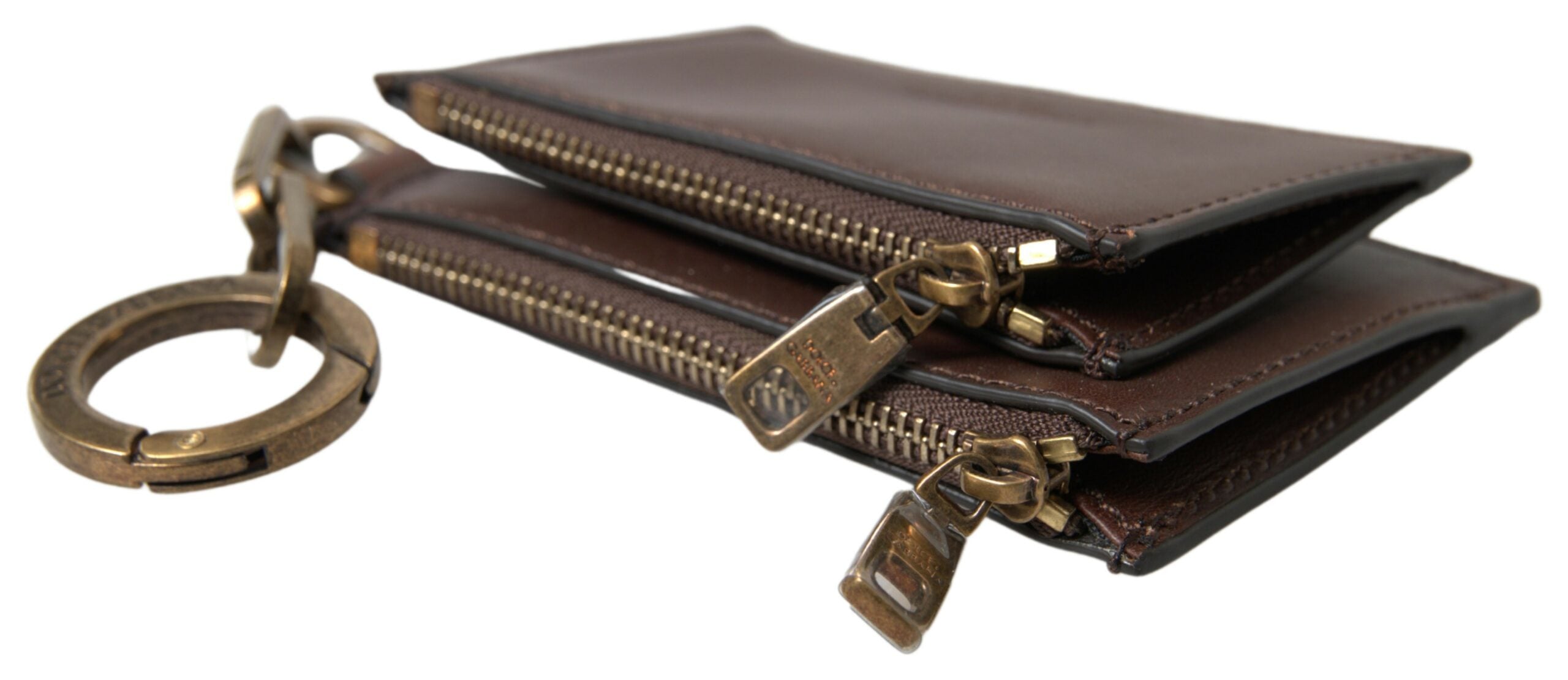 Dolce & Gabbana Elegant Brown Leather Coin Purse Men's Wallet