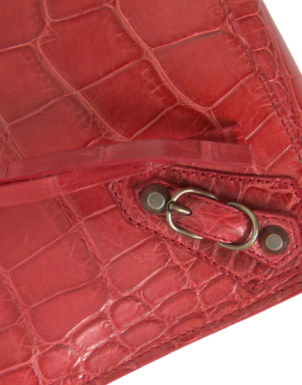 Balenciaga Exotic Red Alligator Leather Women's Clutch