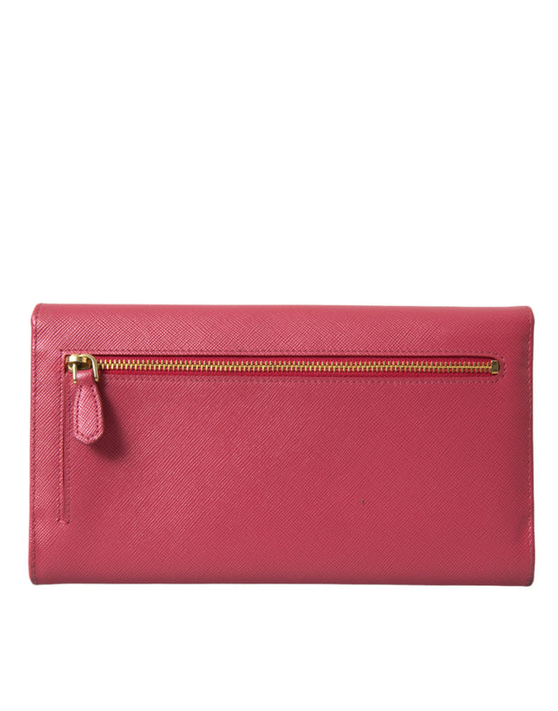 Prada Elegant Pink Leather Bifold Women's Wallet