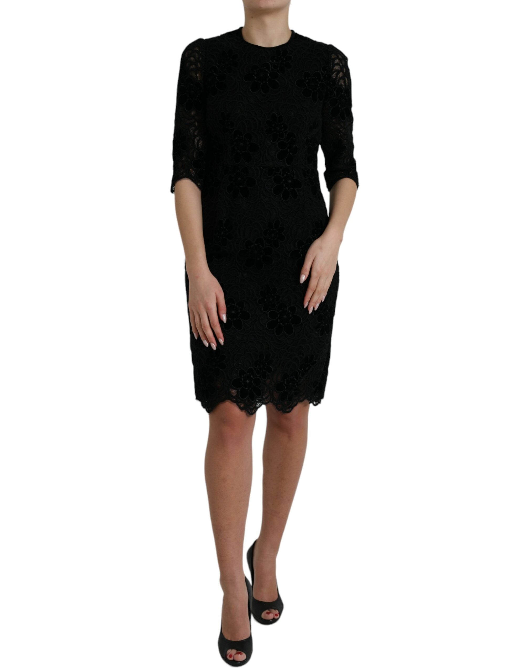 Dolce & Gabbana Elegant Floral Lace Sheath Women's Dress