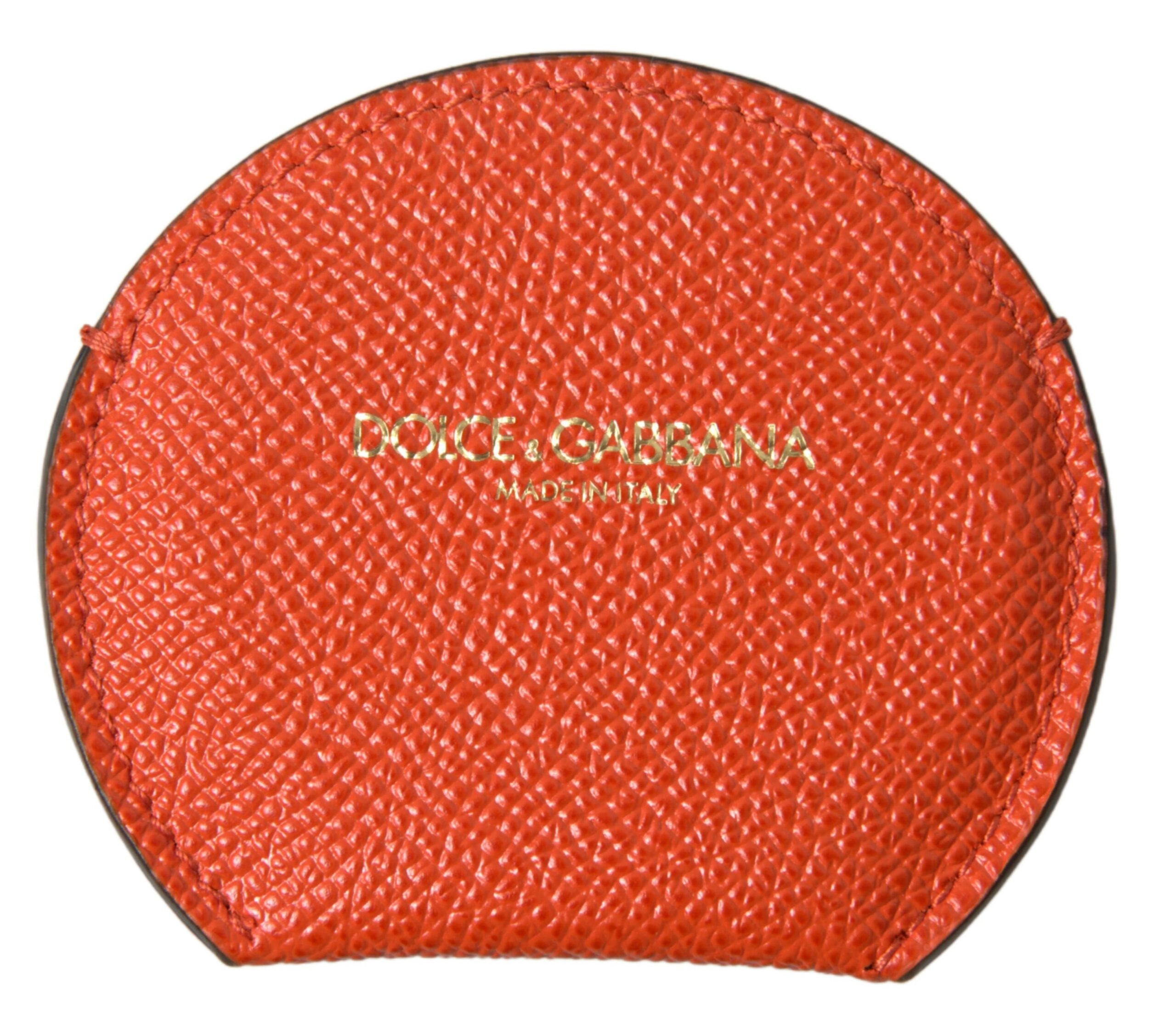 Dolce & Gabbana Elegant Orange Calfskin Mirror Women's Holder