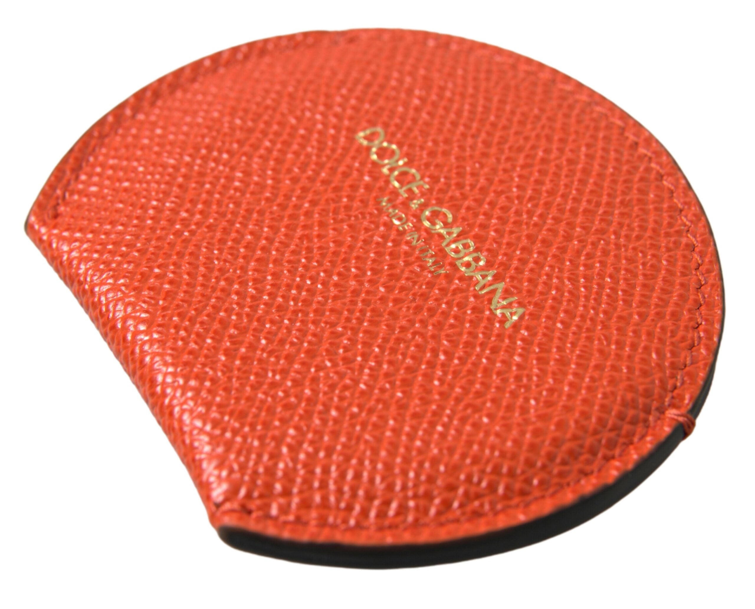 Dolce & Gabbana Elegant Orange Calfskin Mirror Women's Holder