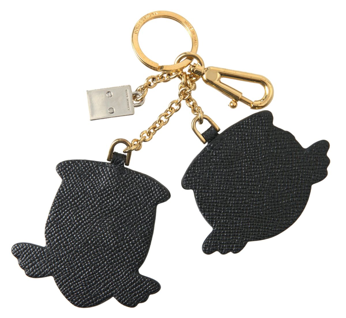 Dolce & Gabbana Chic Blue Leather Keychain with Gold Women's Accents