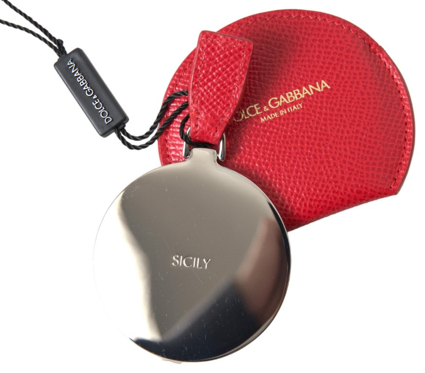 Dolce & Gabbana Elegant Red Leather Mirror Women's Holder