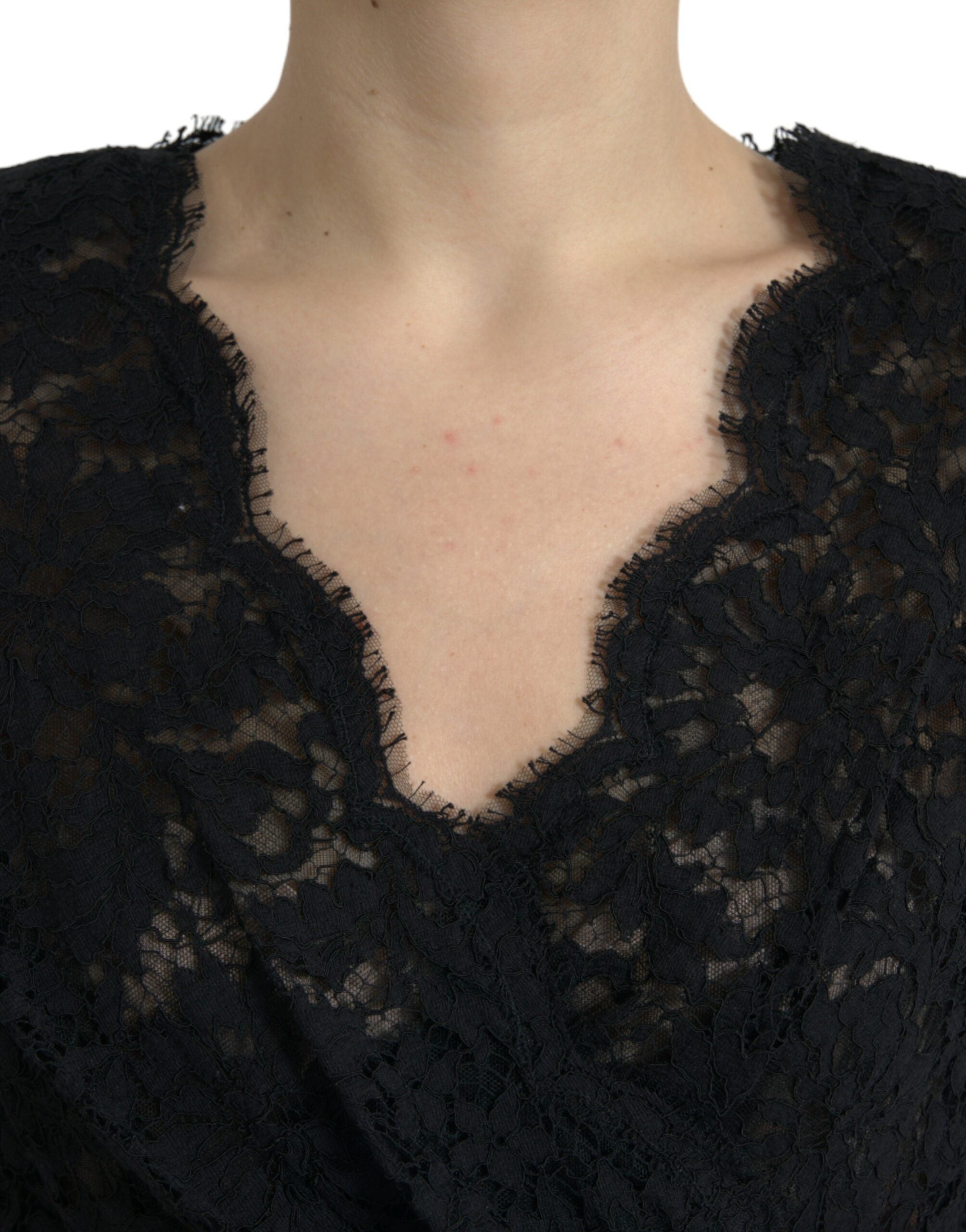 Dolce & Gabbana Elegant Black Floral Lace Sheath Mini Women's Dress