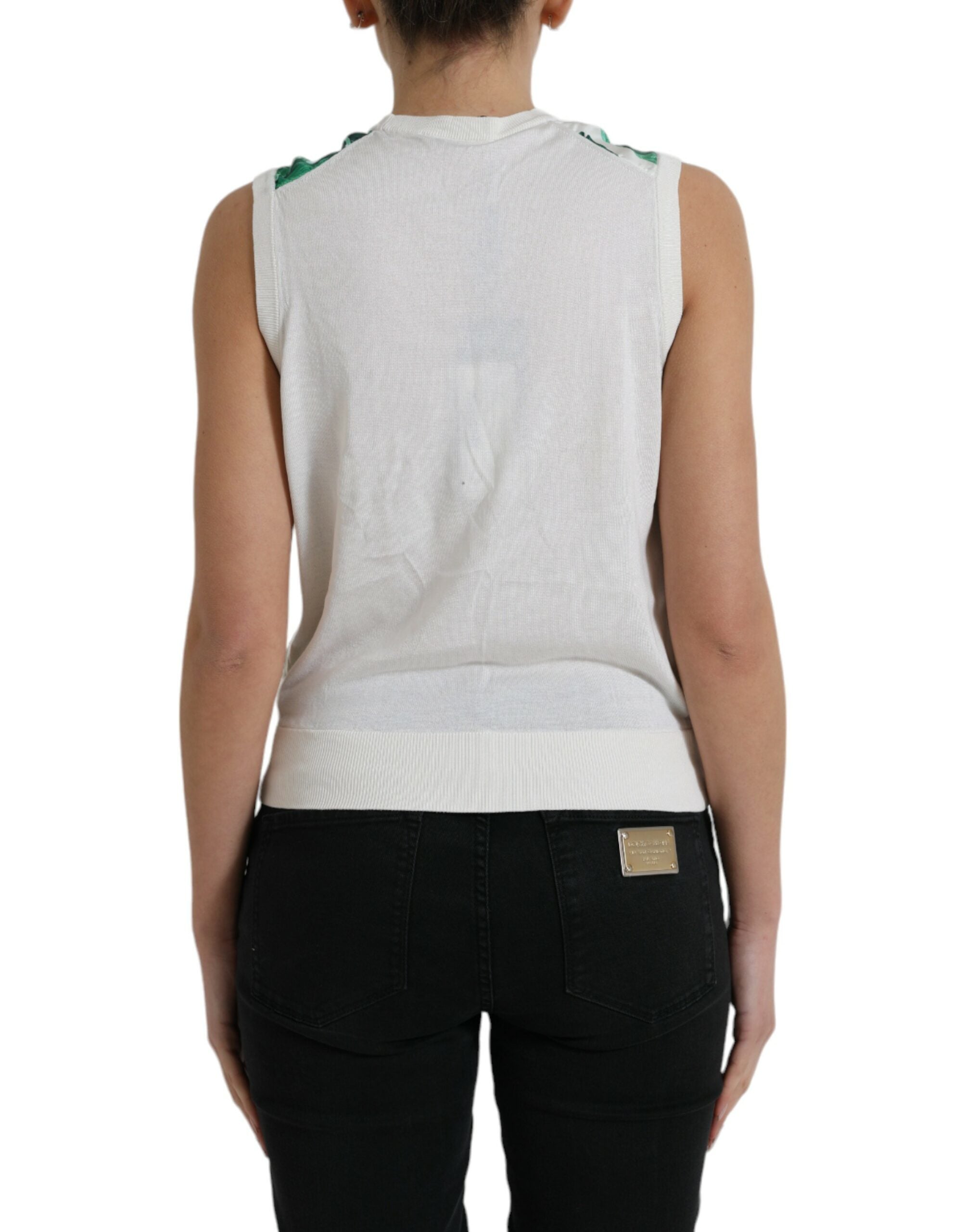 Dolce & Gabbana Silk Banana Leaf Print Tank Women's Top