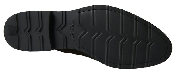 Dolce & Gabbana Black White Leather Formal Men's Shoes