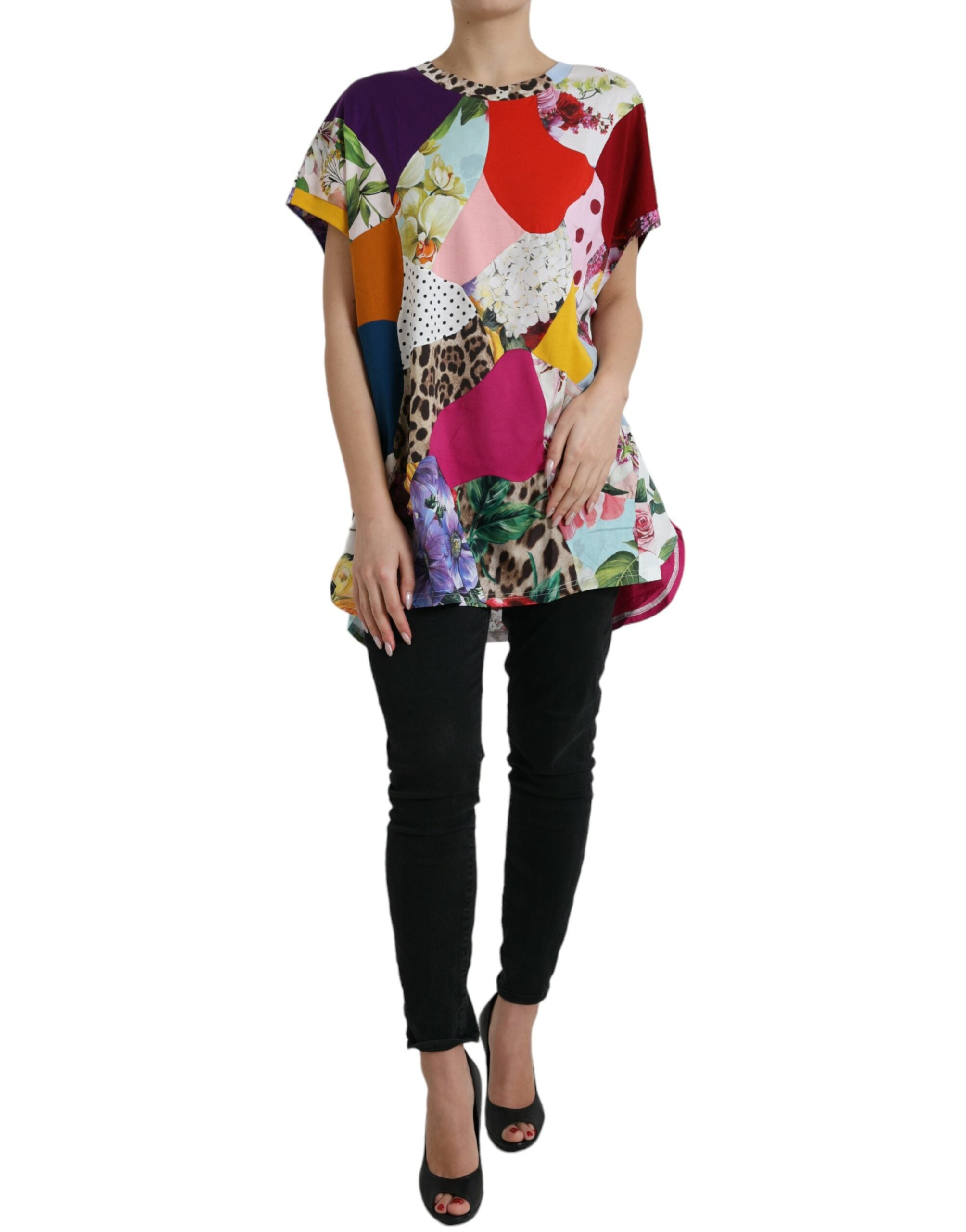 Dolce & Gabbana Multicolor Cotton Silk Patchwork Women's Blouse