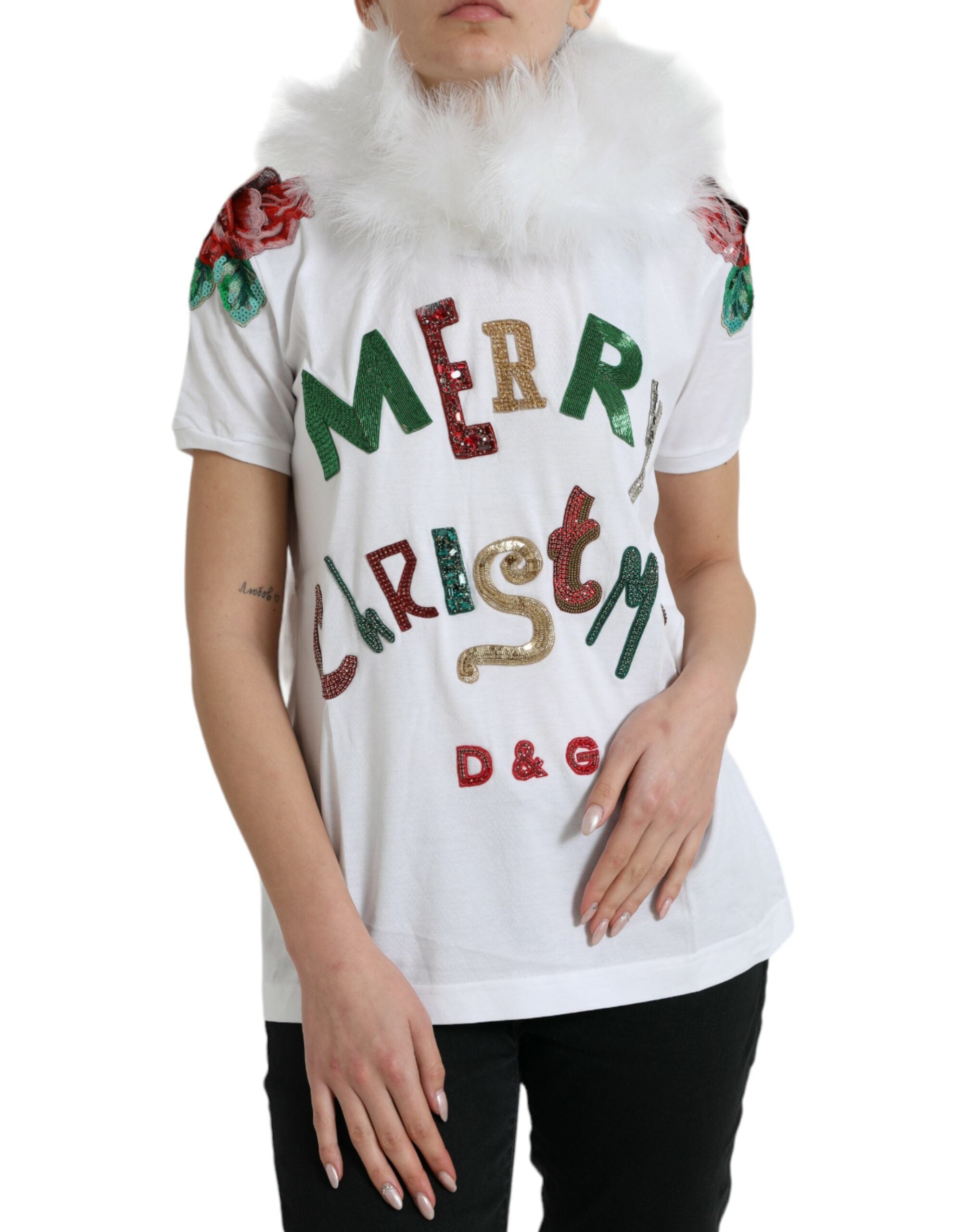 Dolce & Gabbana Elegant Sequined Cotton Women's Tee