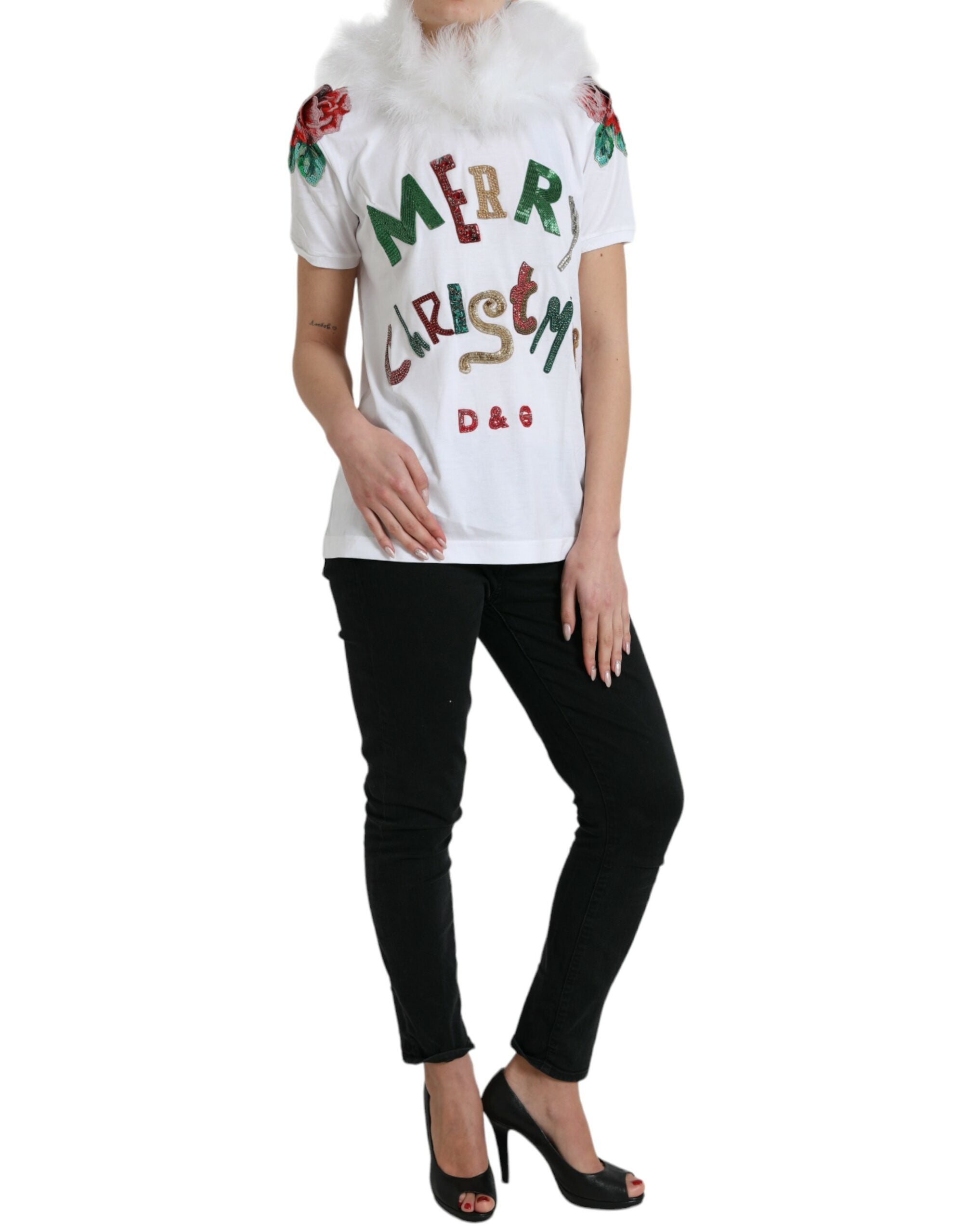 Dolce & Gabbana Elegant Sequined Cotton Women's Tee