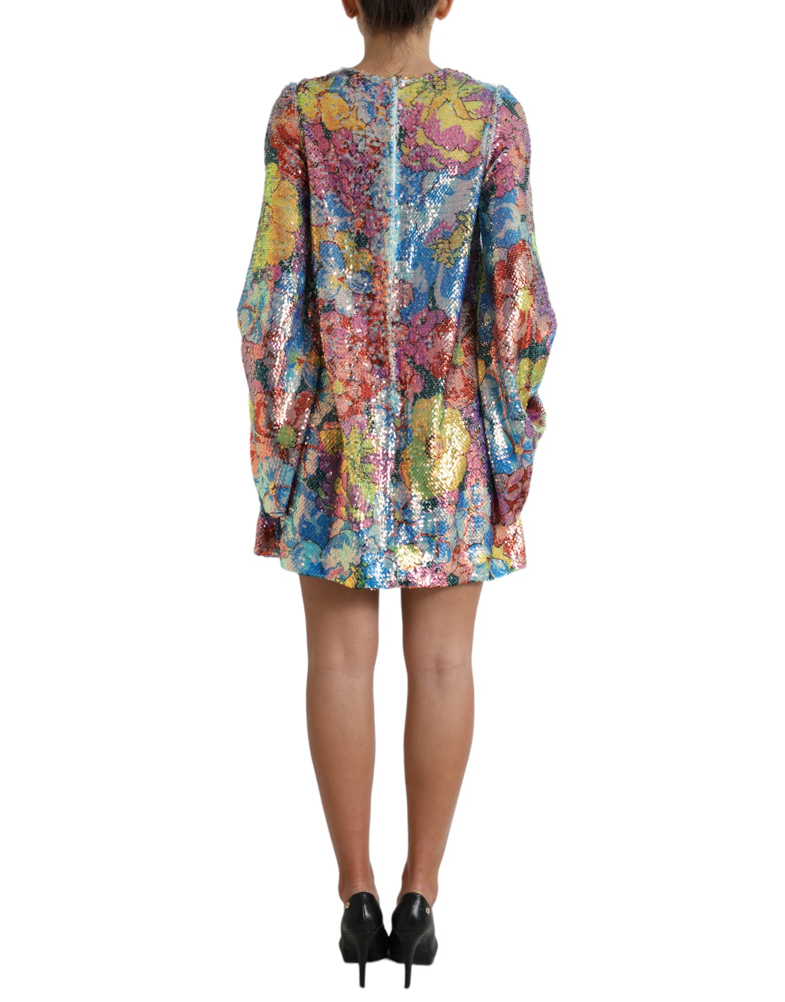 Dolce & Gabbana Elegant Floral Sequined Mini Women's Dress