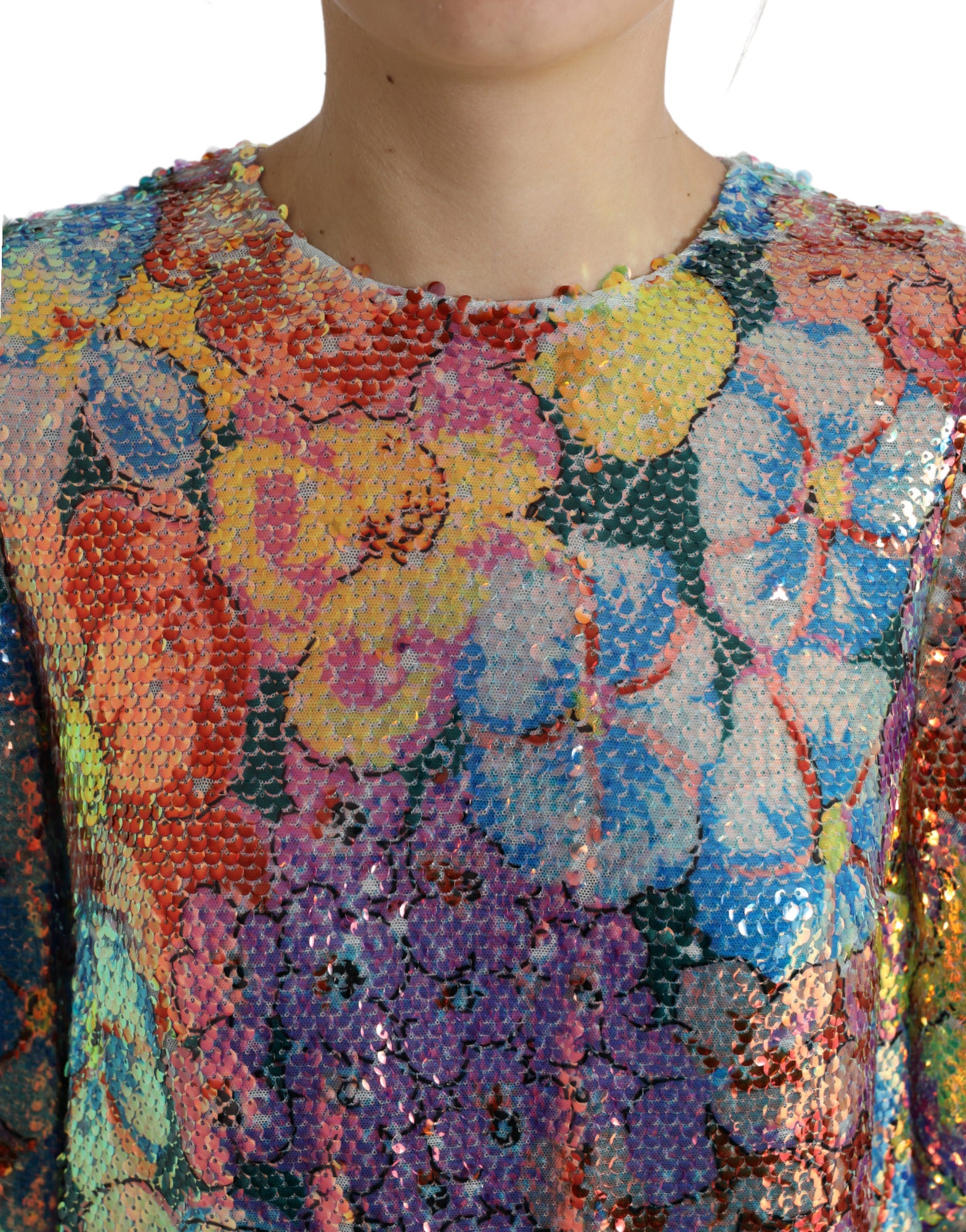 Dolce & Gabbana Elegant Floral Sequined Mini Women's Dress