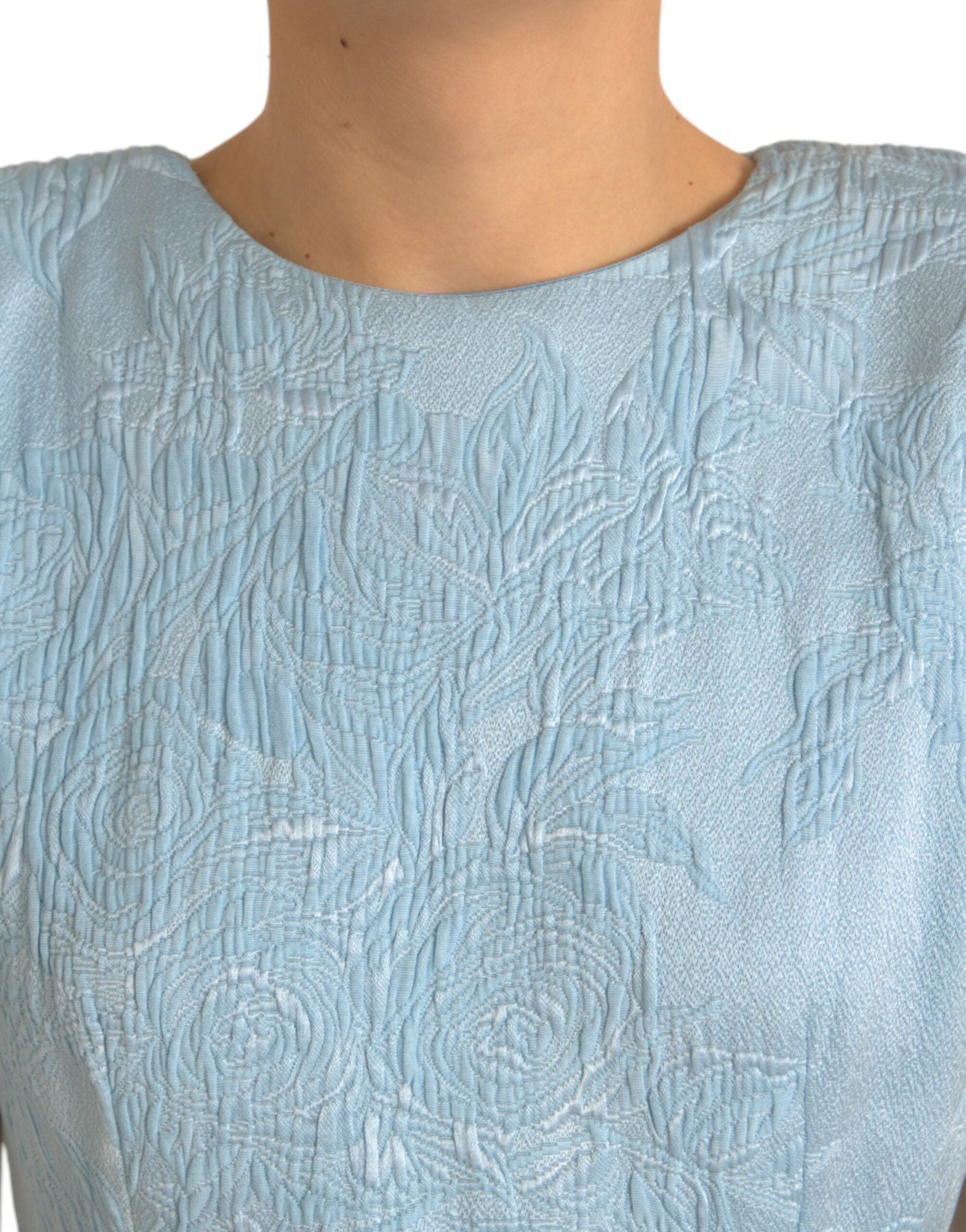 Dolce & Gabbana Elegant Sky-Blue Floral Jacquard Mini Women's Dress
