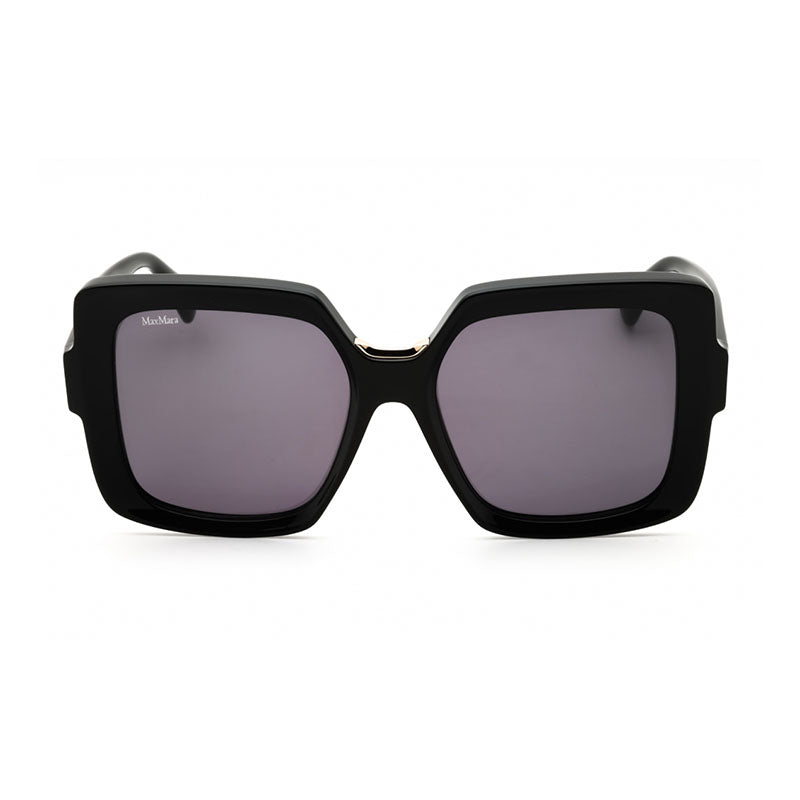 Max Mara Max Mara Sunglasses Square Full Rim, Shiny Black Frame and Smoke Lens MM008801A