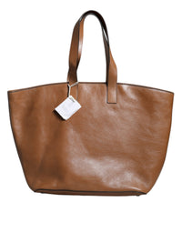 Brunello Cucinelli Brown Leather Logo Shoulder Strap Shopping Tote Women's Bag (Authentic Pre-Loved)