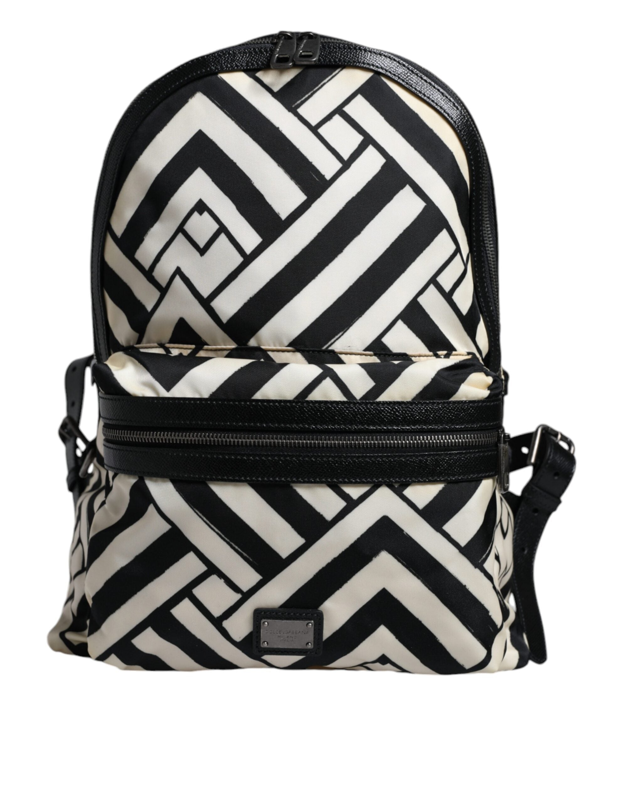Dolce & Gabbana Black White Nylon Leather Travel Back Pack Women's Bag (Pre-Owned)