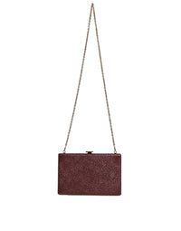 Dolce & Gabbana Maroon Leather Clutch Evening Crossbody Women's Bag