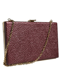 Dolce & Gabbana Maroon Leather Clutch Evening Crossbody Women's Bag