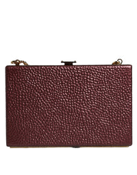 Dolce & Gabbana Maroon Leather Clutch Evening Crossbody Women's Bag