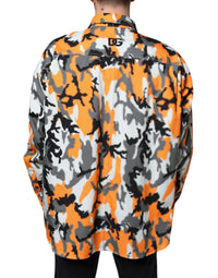 Dolce & Gabbana Multicolor Camouflage Cotton Denim Collared Men's Jacket