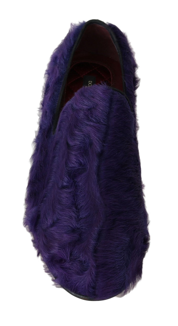 Dolce & Gabbana Dolce & Gabbana Purple Sheep Fur Leather Women's Loafers