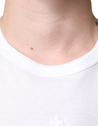 Dolce & Gabbana White Logo Embossed Cotton Crewneck Men's T-shirt